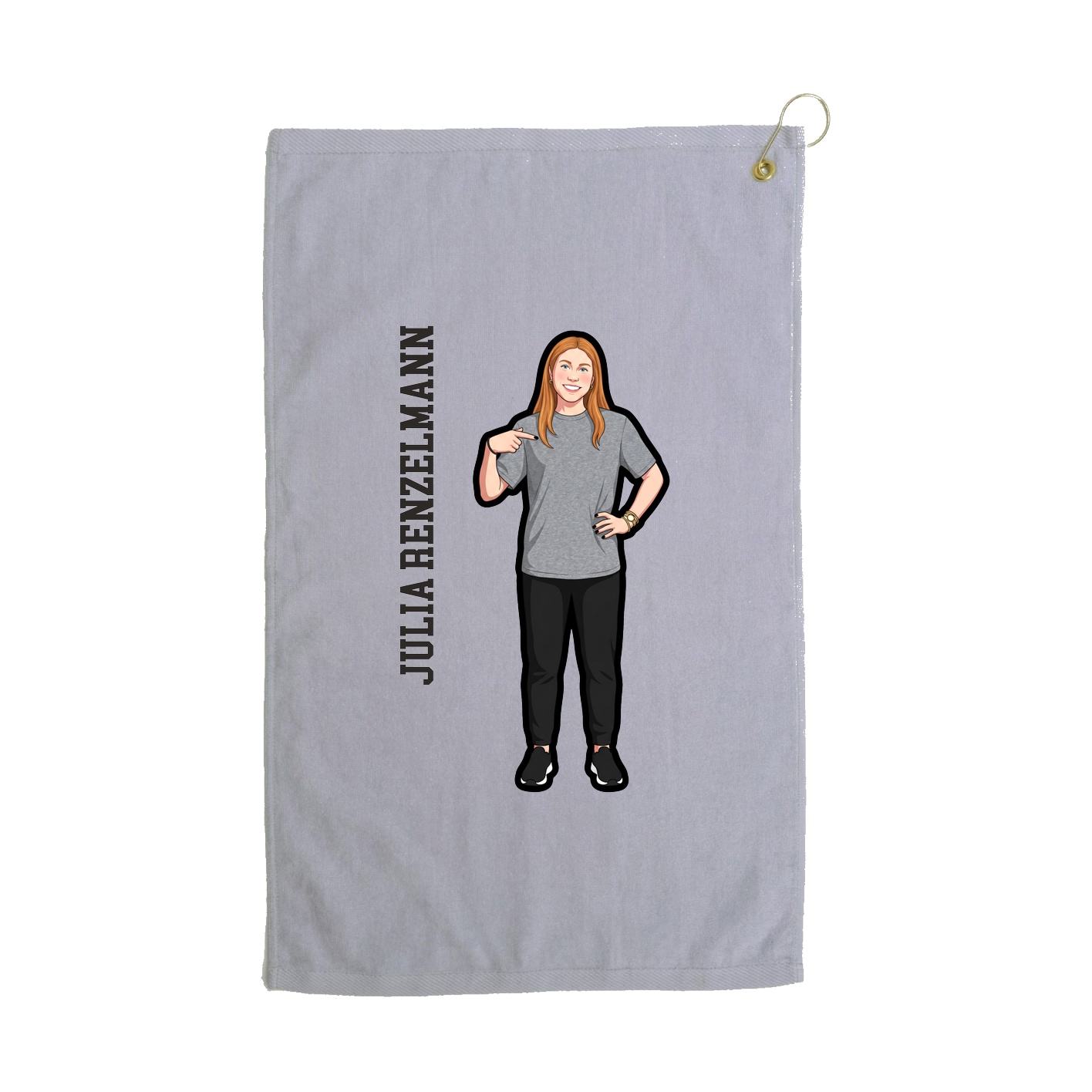 Golf Towel — Name Vertical in Grey