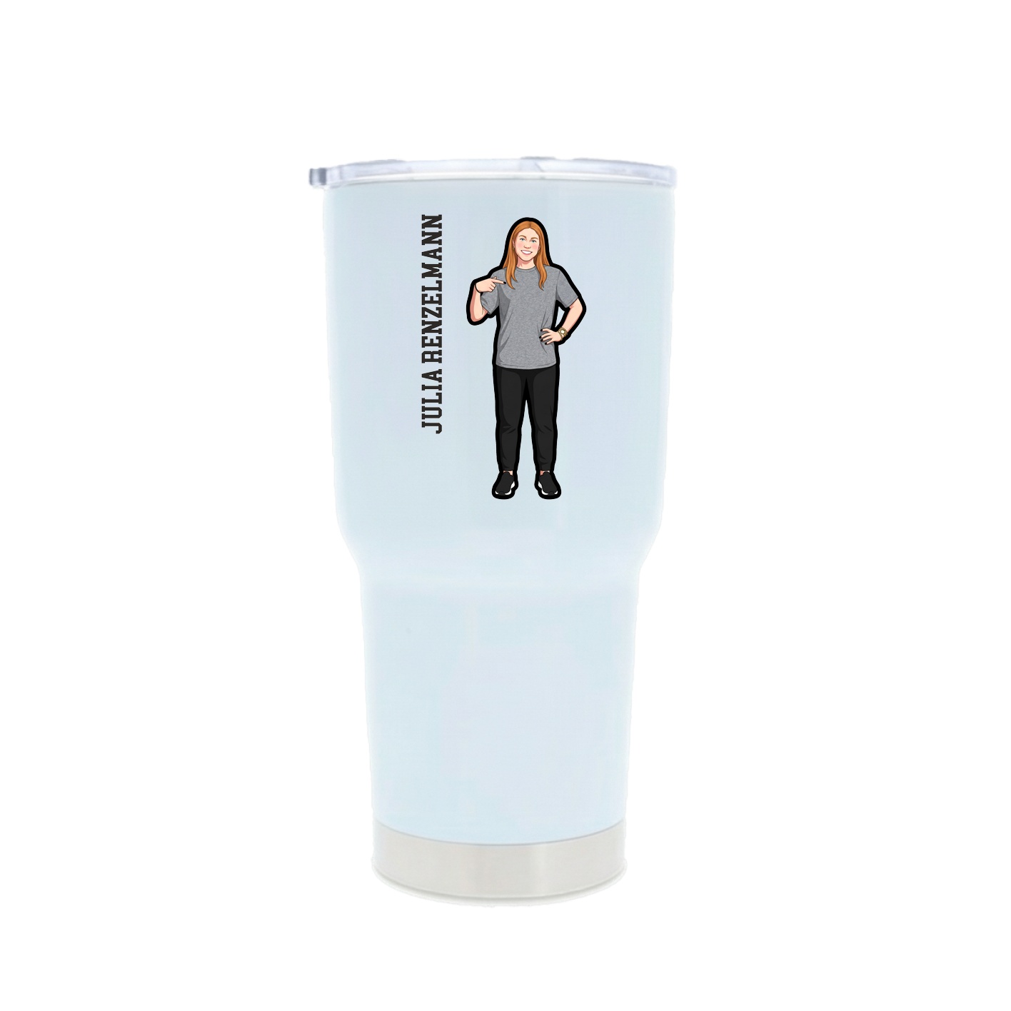 30oz Stainless Steel Tumbler — Name Vertical in White