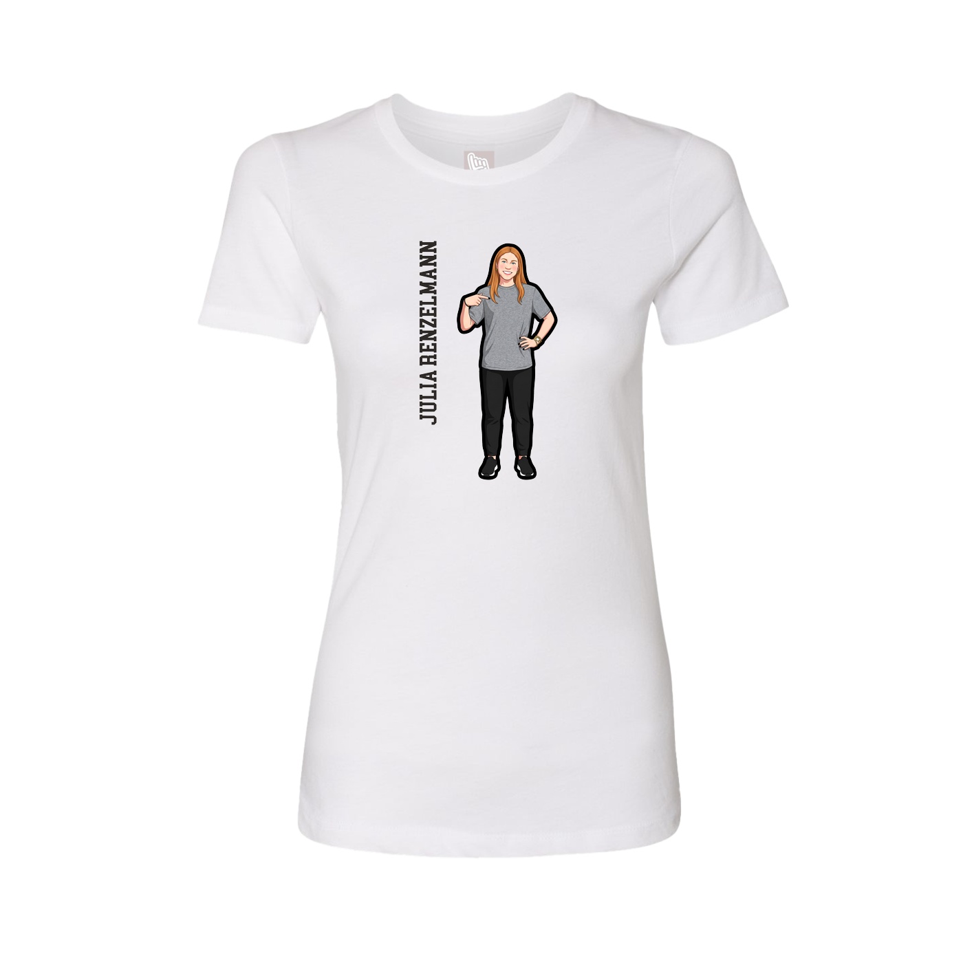 Fitted Women's Tee — Name Vertical in White