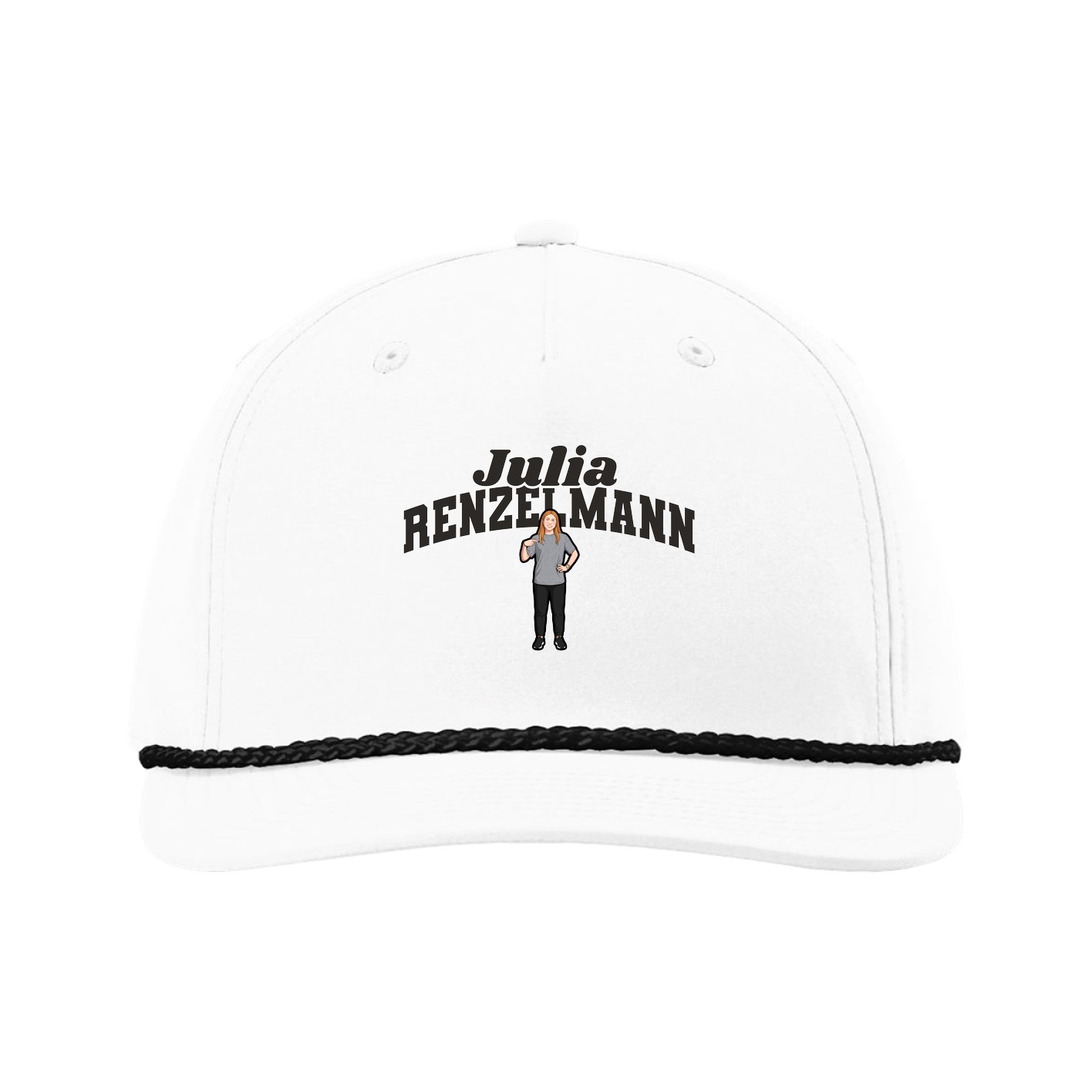 Five-Panel Classic Rope Cap — Signature Arch in White