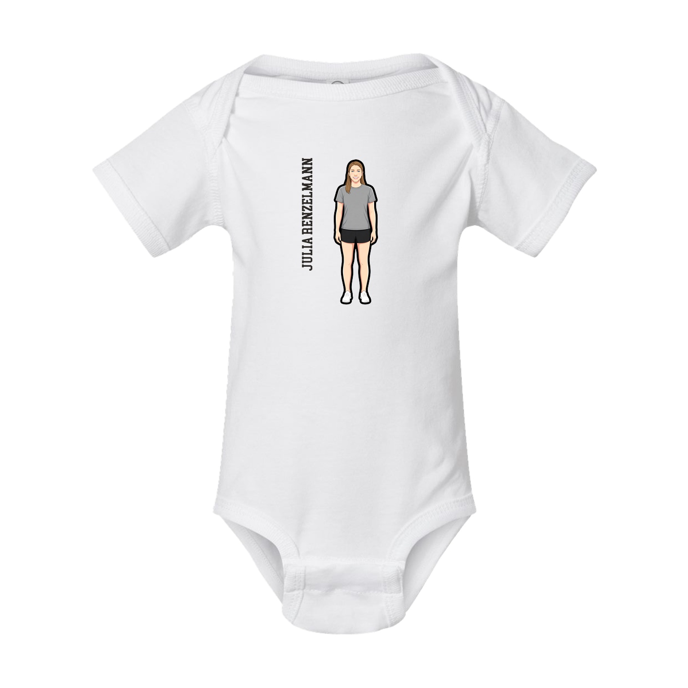 Baby Onesie — Name Vertical in White