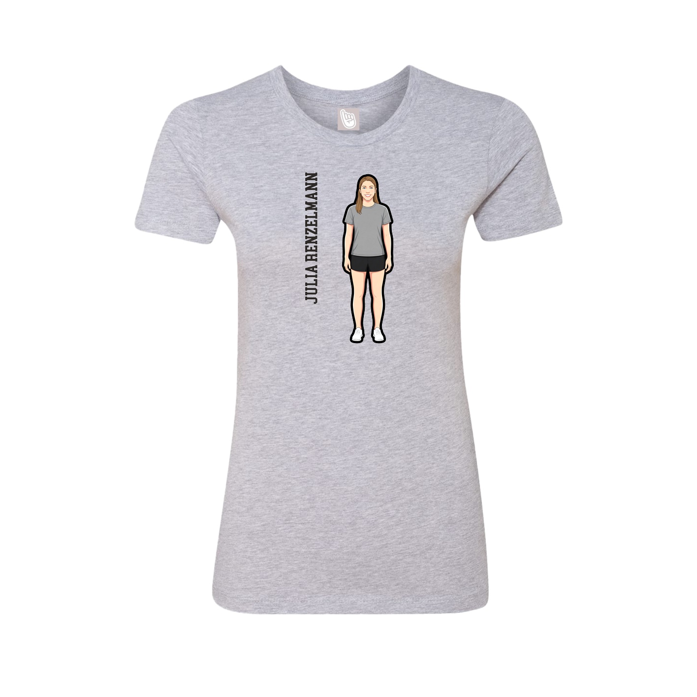 Fitted Women's Tee — Name Vertical in Grey