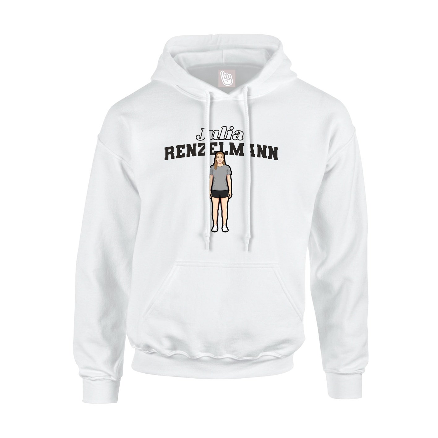 Youth Hoodie — Name Arch in White