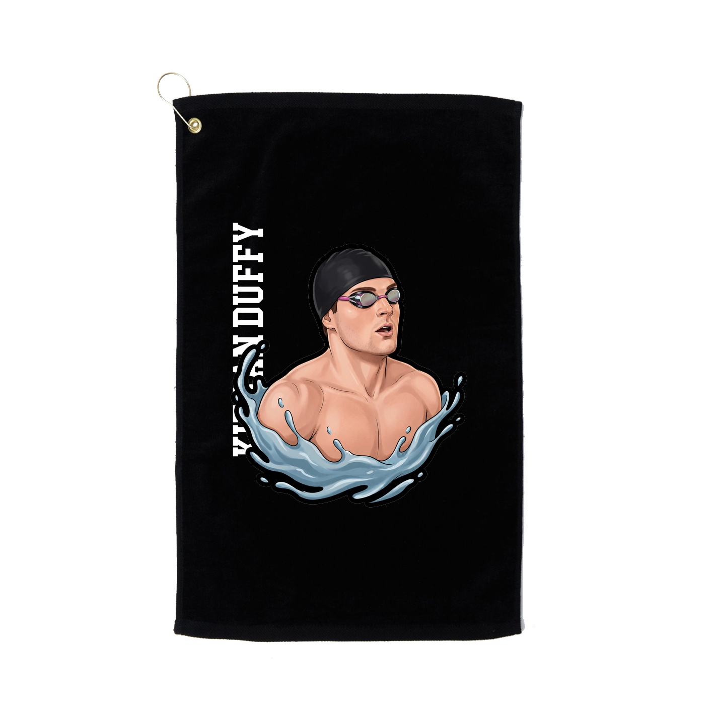 Golf Towel — Name Vertical in Black