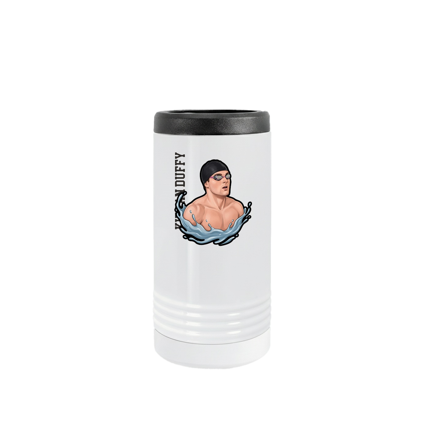 Slim Beverage Holder — Name Vertical in White