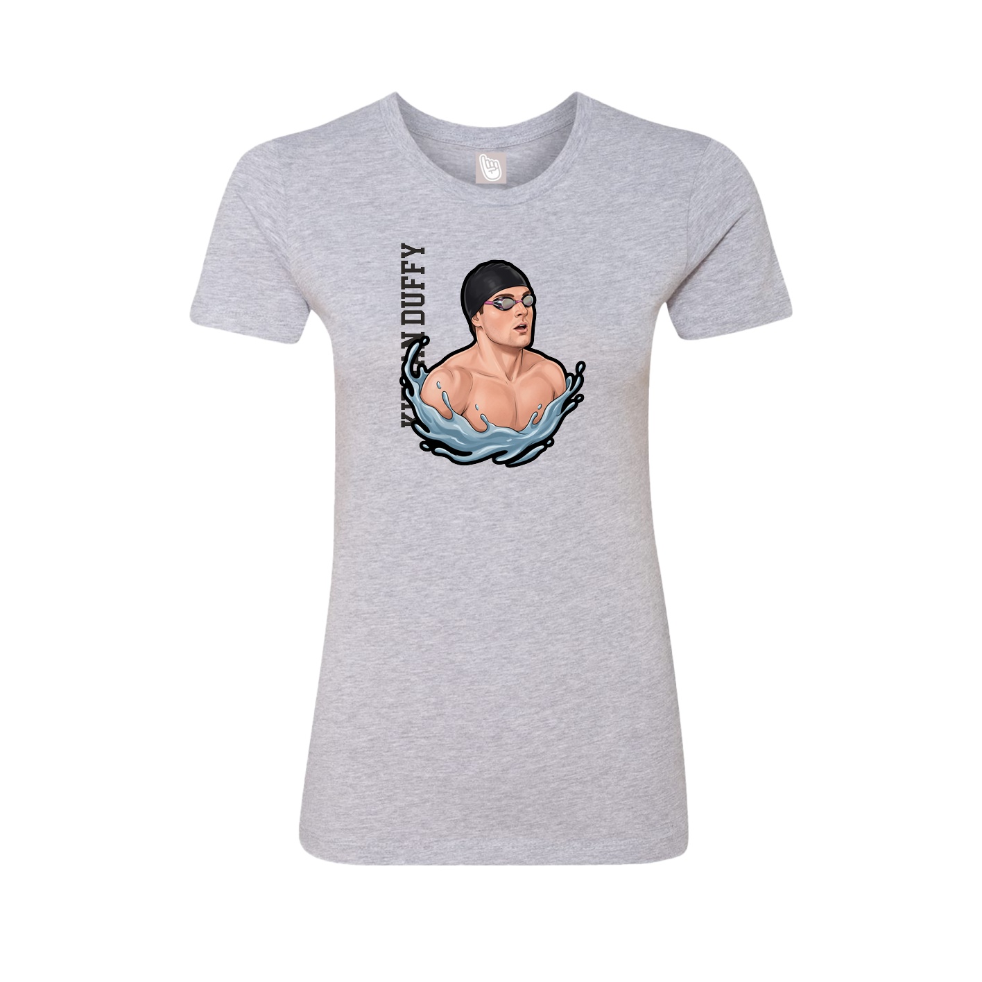 Fitted Women's Tee — Name Vertical in Grey
