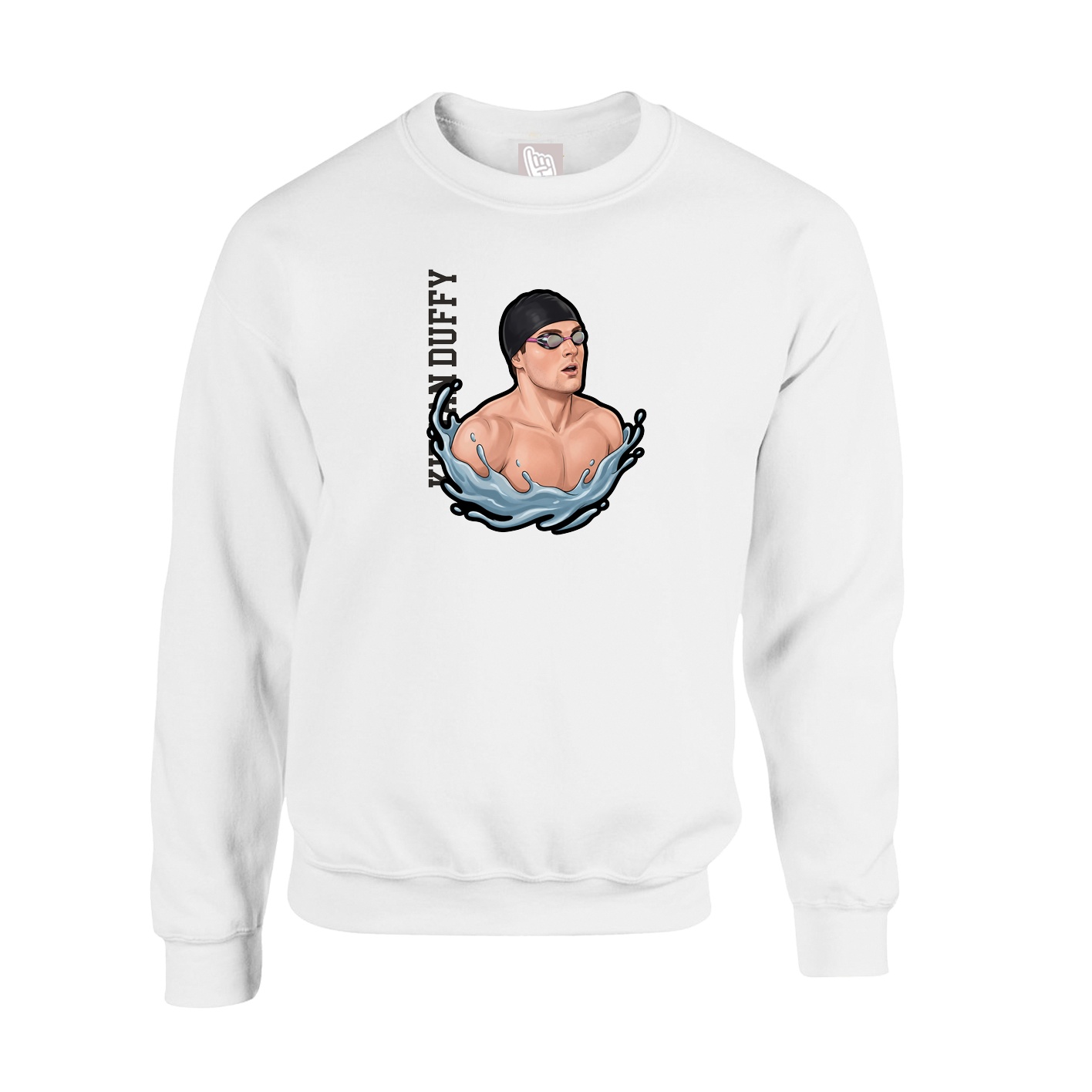 Fleece Crew — Name Vertical in White