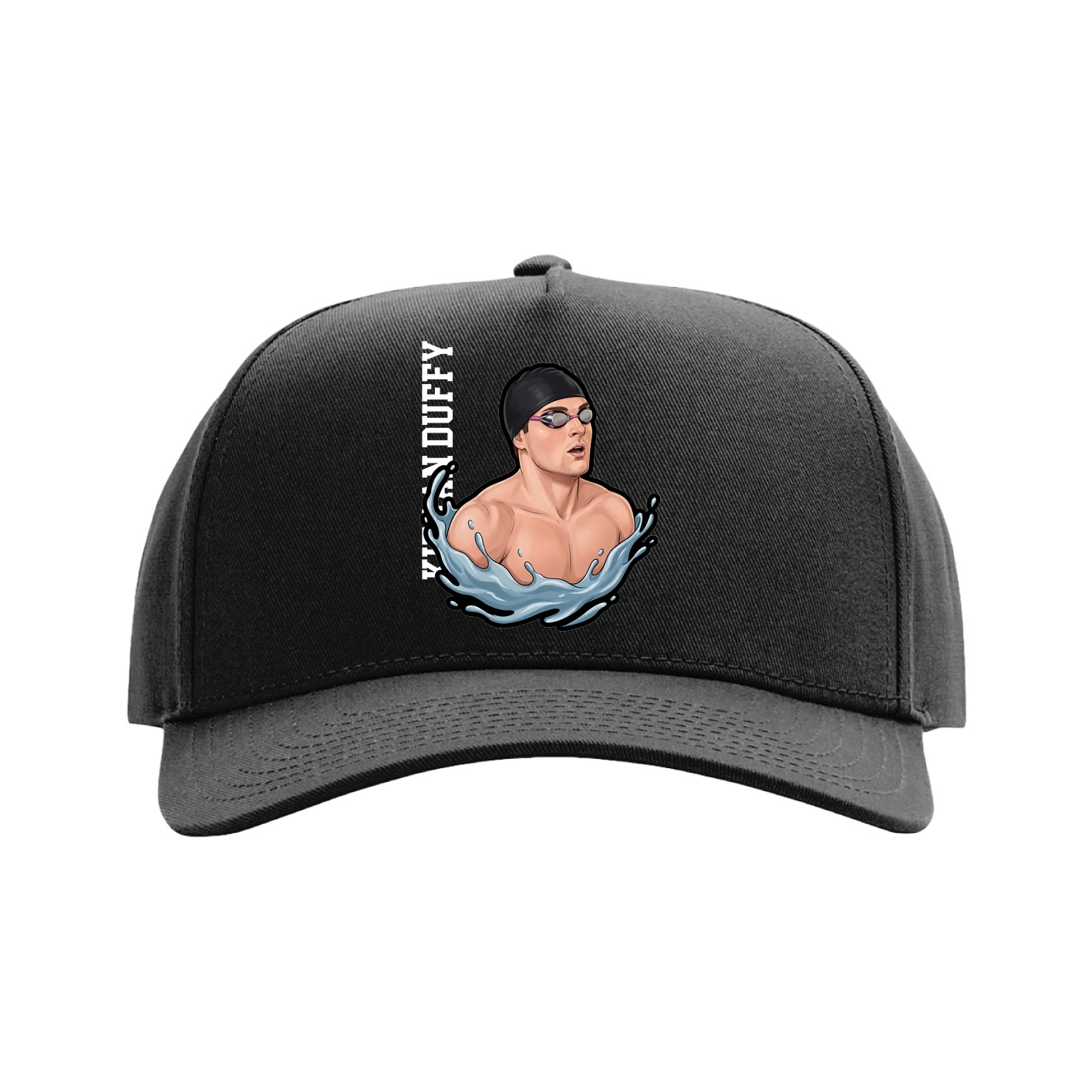 Full Fabric Five-Panel Champ Cap — Name Vertical in Black