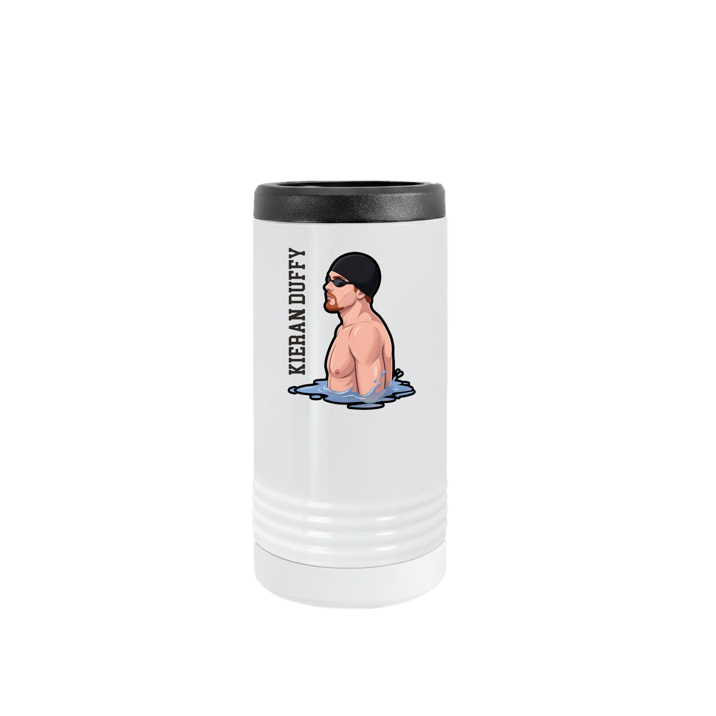 Slim Beverage Holder — Name Vertical in White