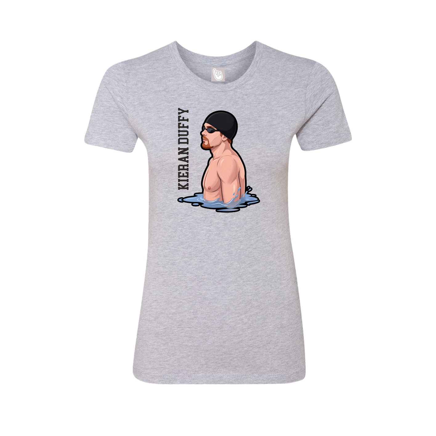 Fitted Women's Tee — Name Vertical in Grey