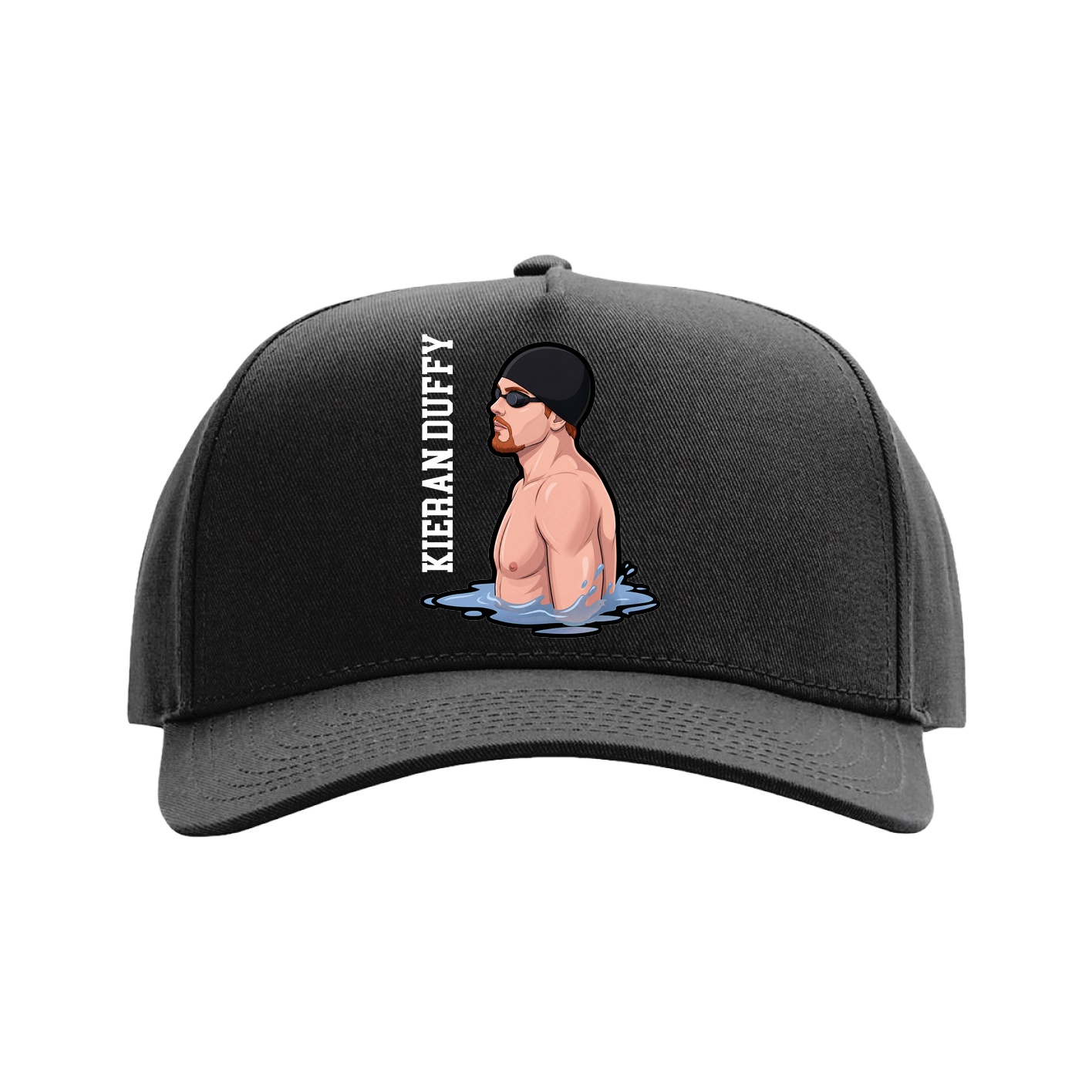 Full Fabric Five-Panel Champ Cap — Name Vertical in Black