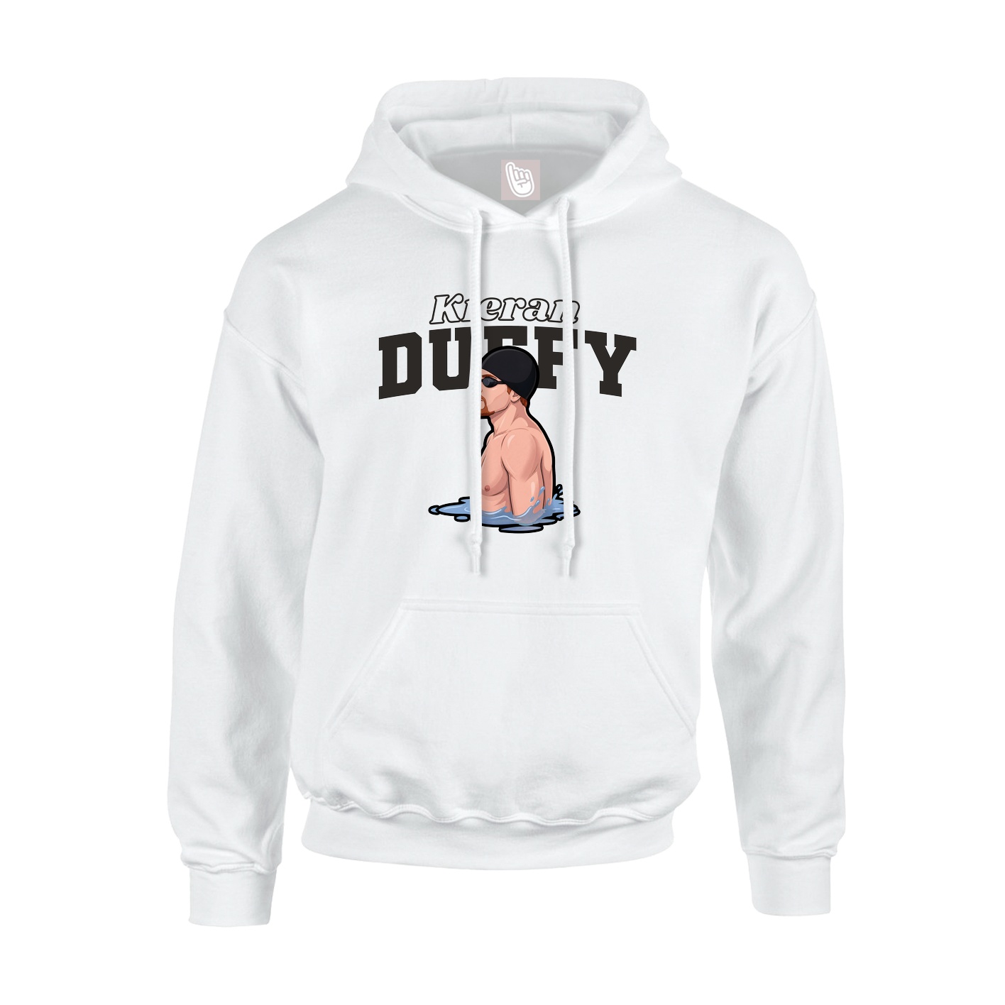 Youth Hoodie — Name Arch in White