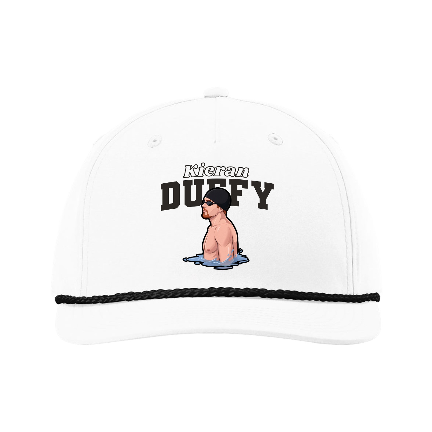 Five-Panel Classic Rope Cap — Name Arch in White