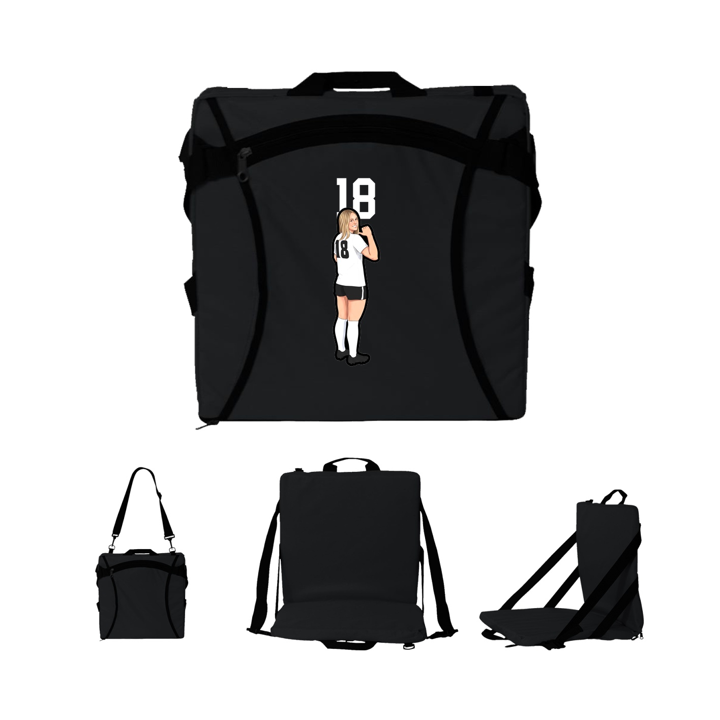 Folding Stadium Seat — Number Top in Black