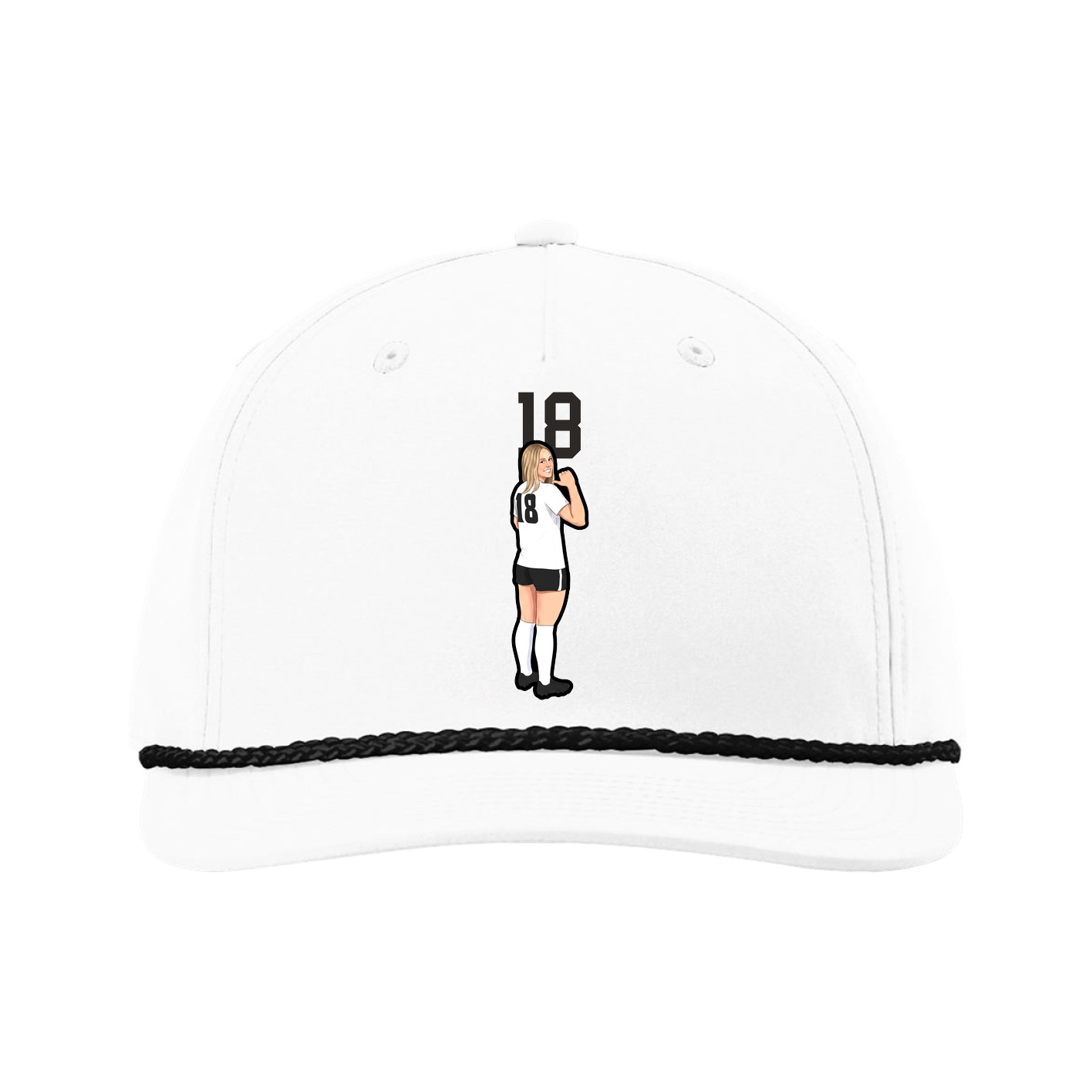 Five-Panel Classic Rope Cap — Number Top in White