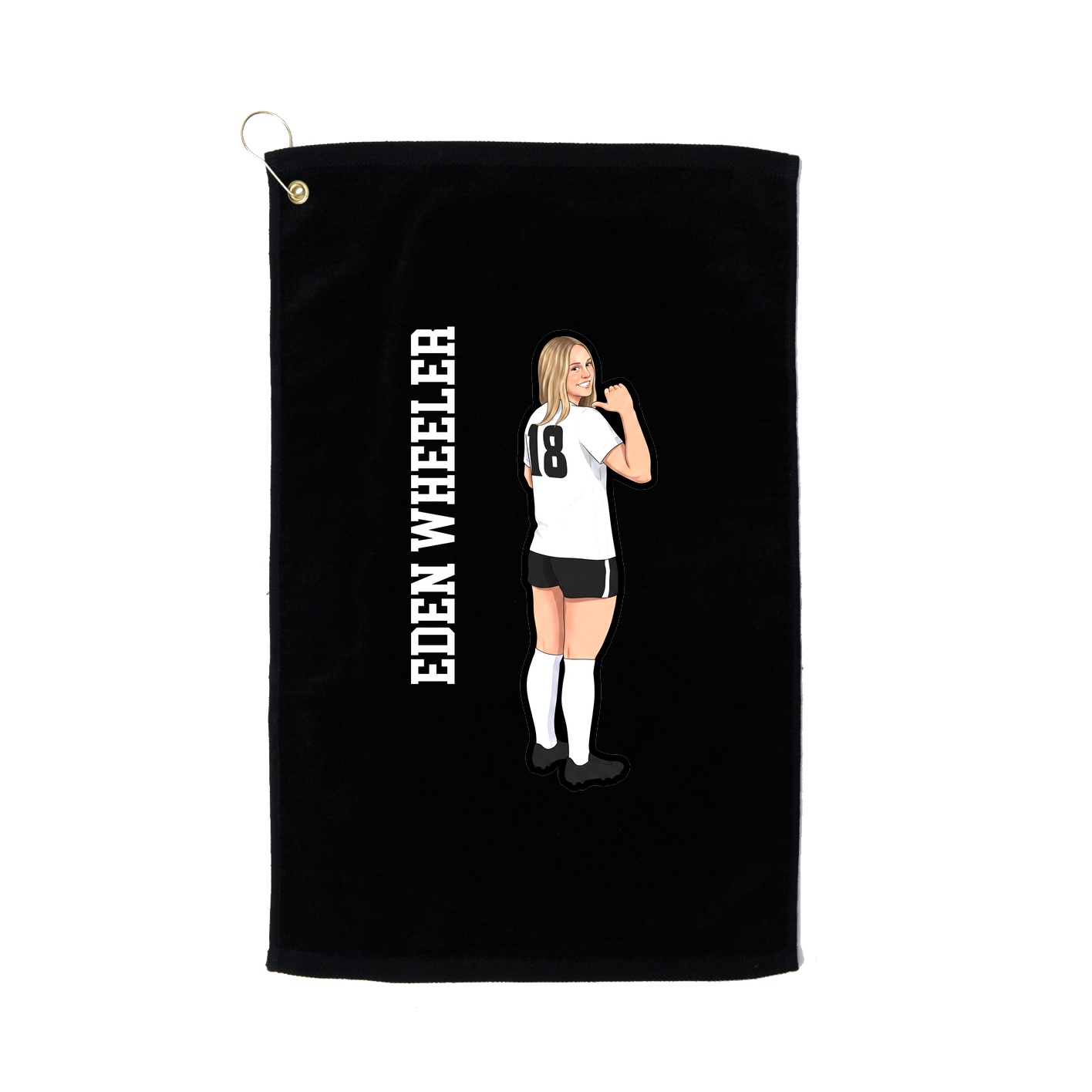 Golf Towel — Name Vertical in Black