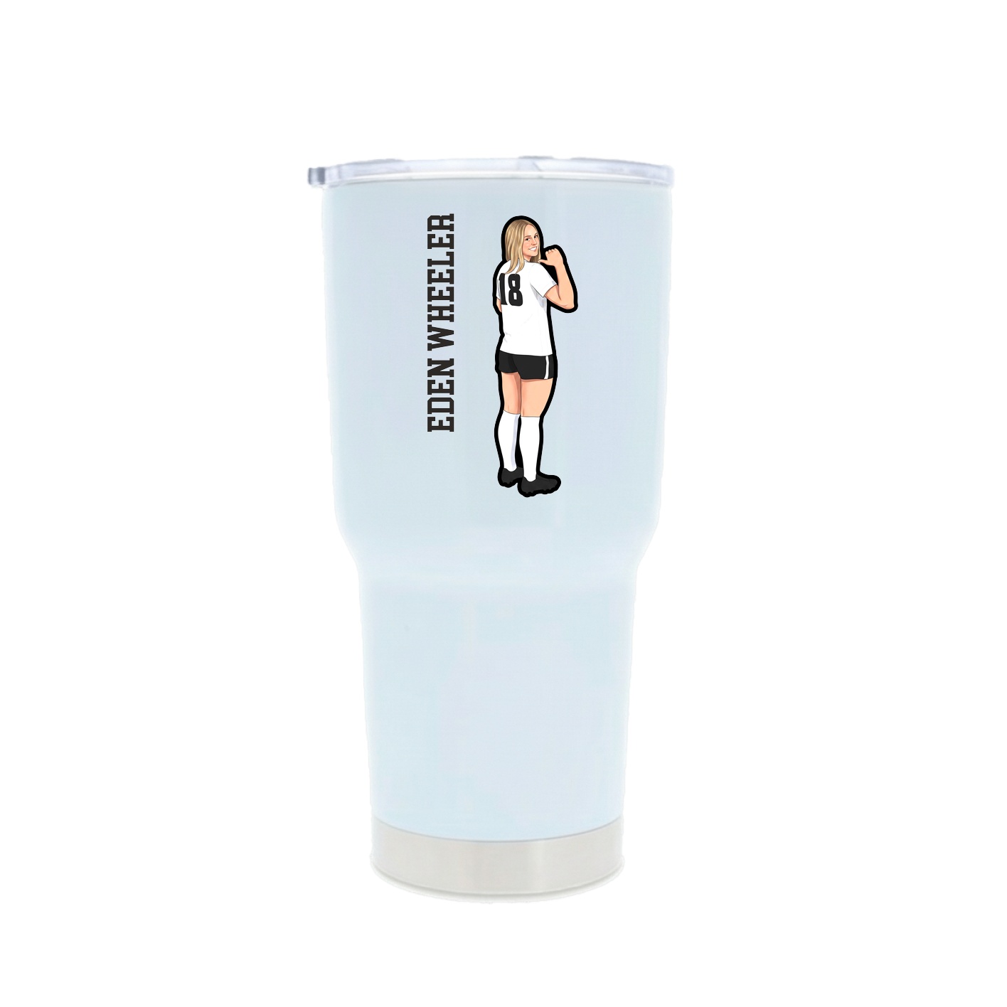 30oz Stainless Steel Tumbler — Name Vertical in White