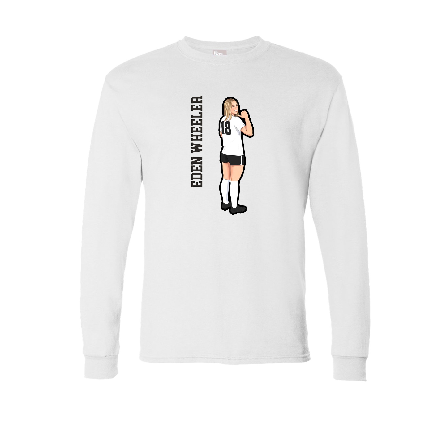 Long Sleeve Tee — Name Vertical in White