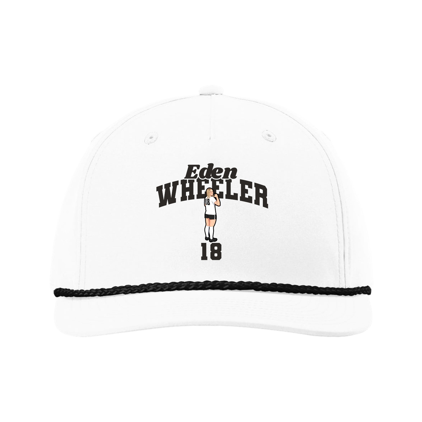 Five-Panel Classic Rope Cap — Signature Arch in White