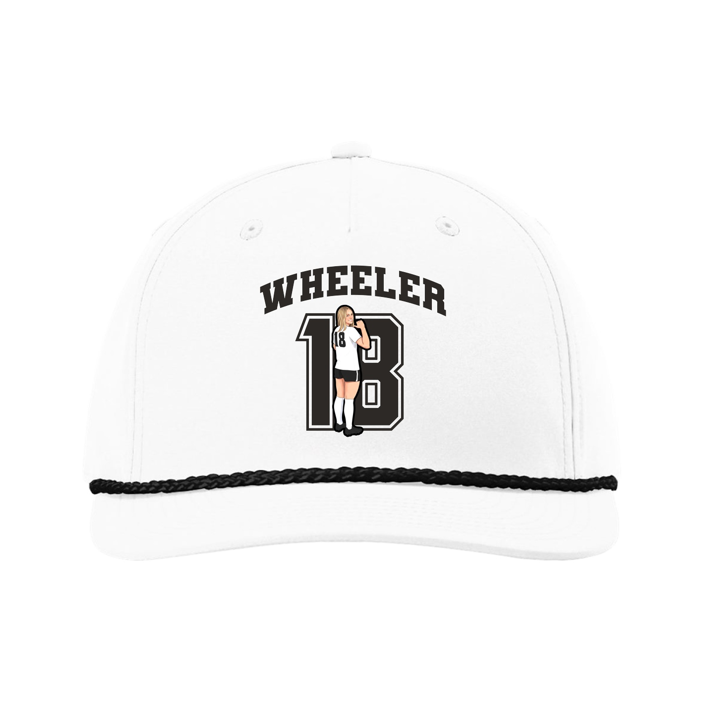 Five-Panel Classic Rope Cap — Number in White