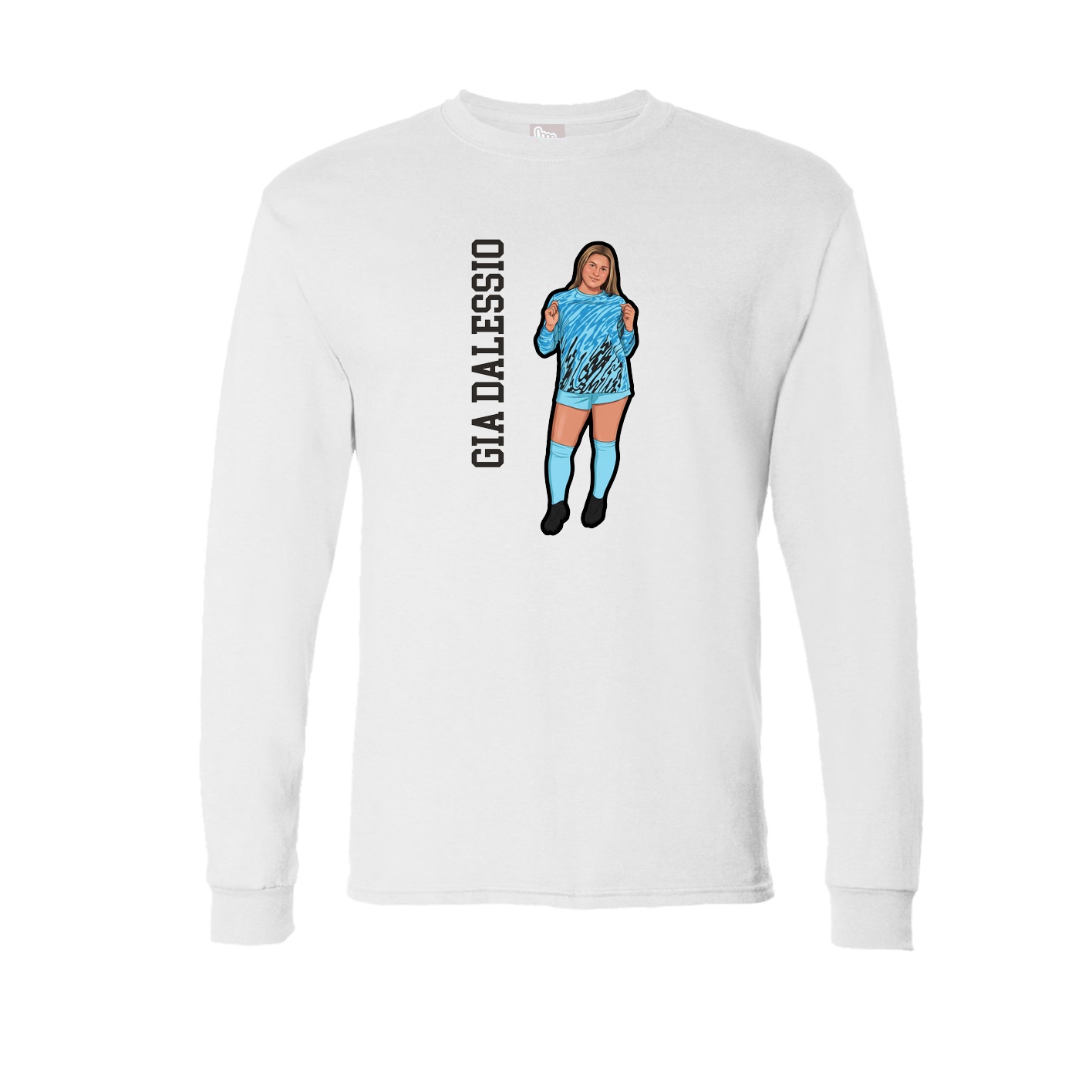 Long Sleeve Tee — Name Vertical in White