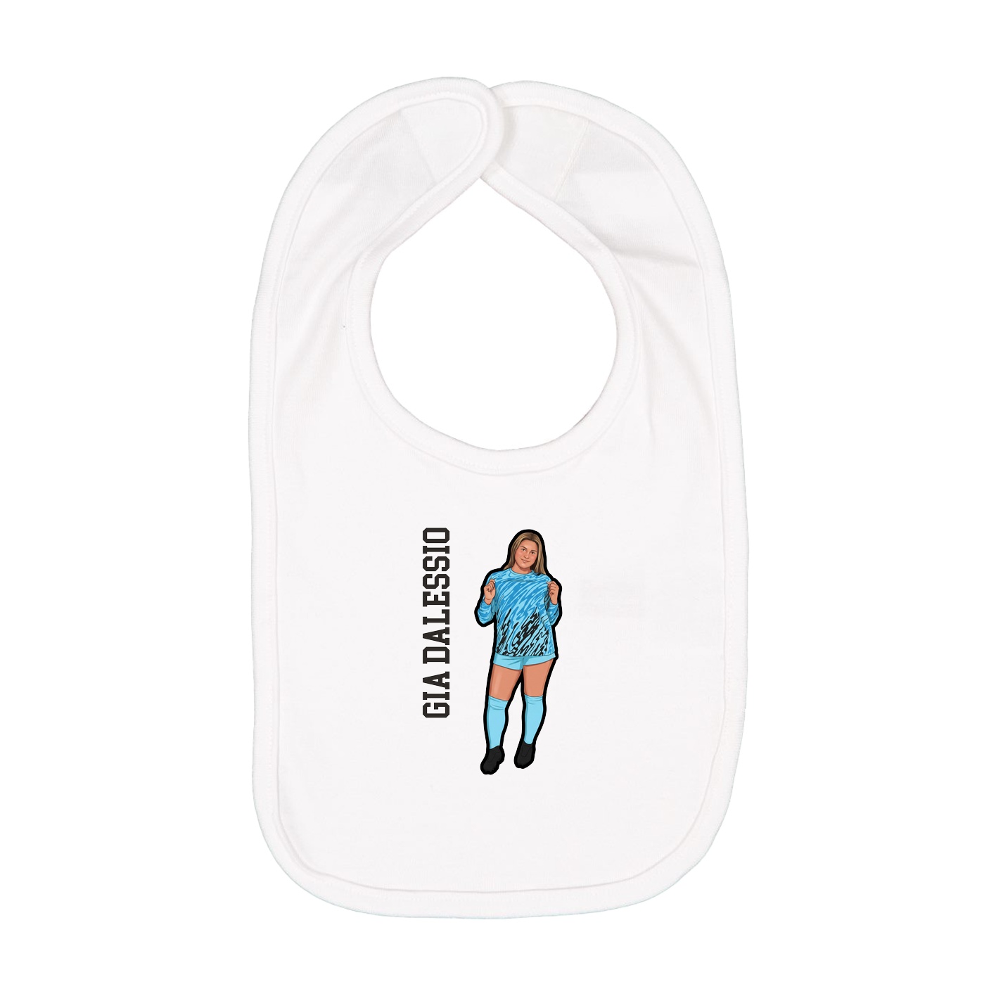 Infant Bib — Name Vertical in White