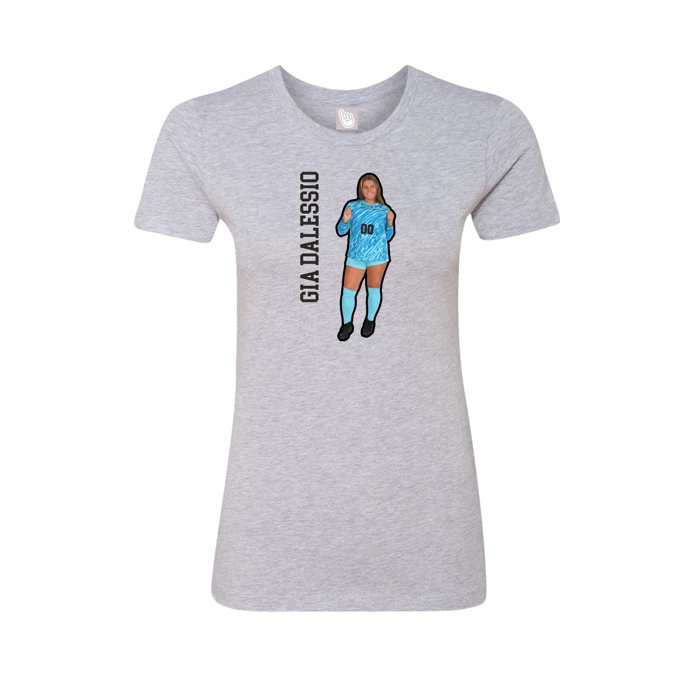 Fitted Women's Tee — Name Vertical in Grey