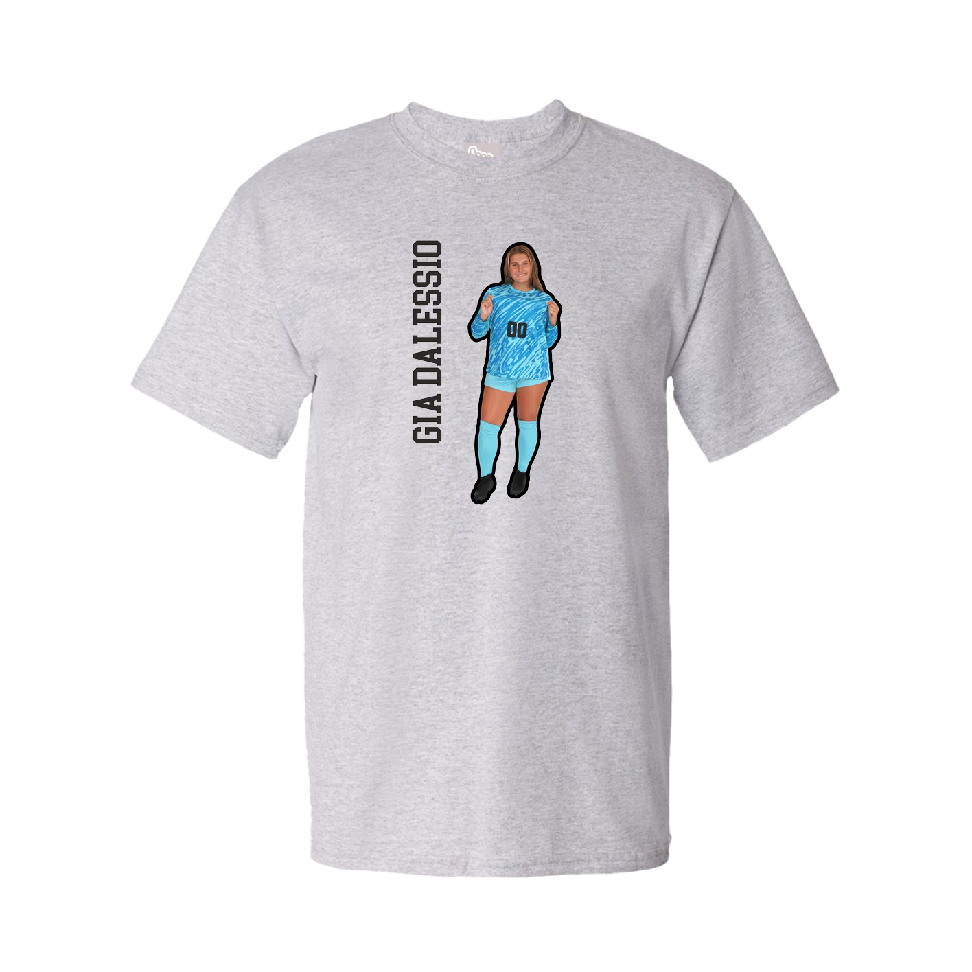 Youth Tee — Name Vertical in Grey