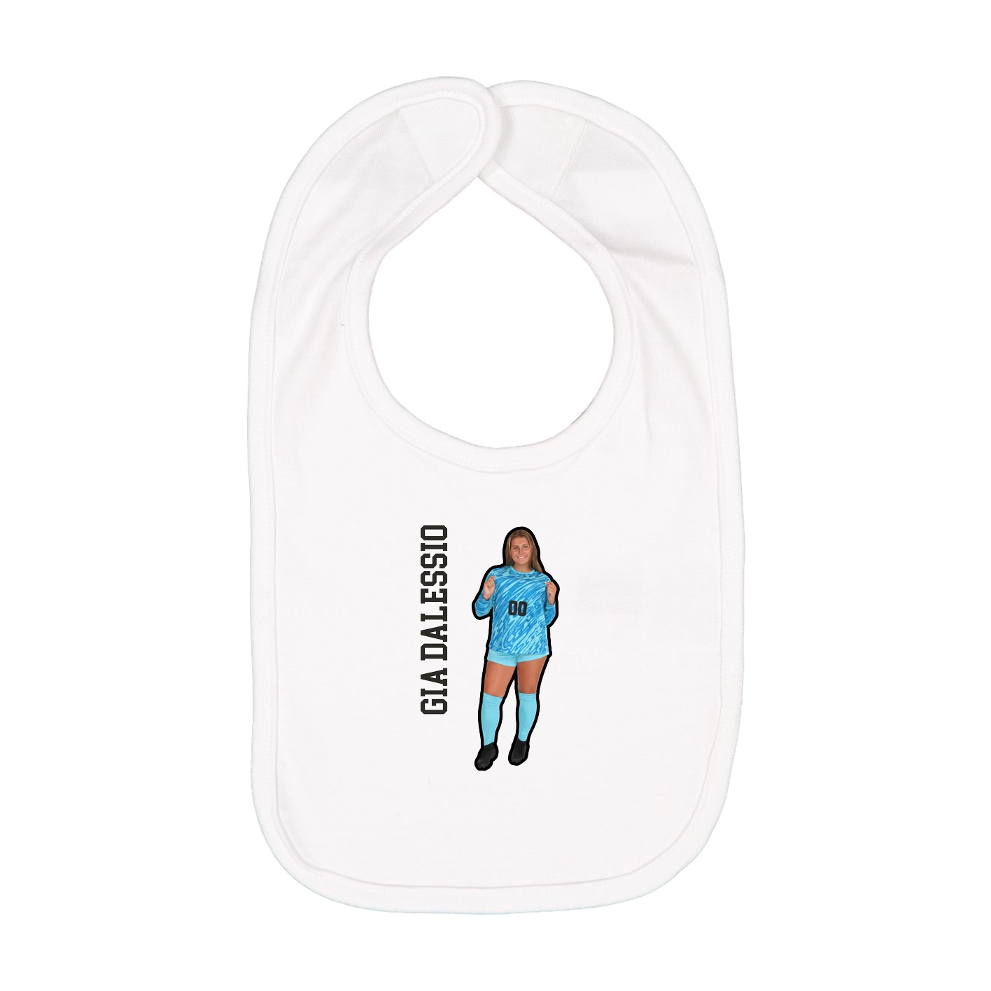 Infant Bib — Name Vertical in White