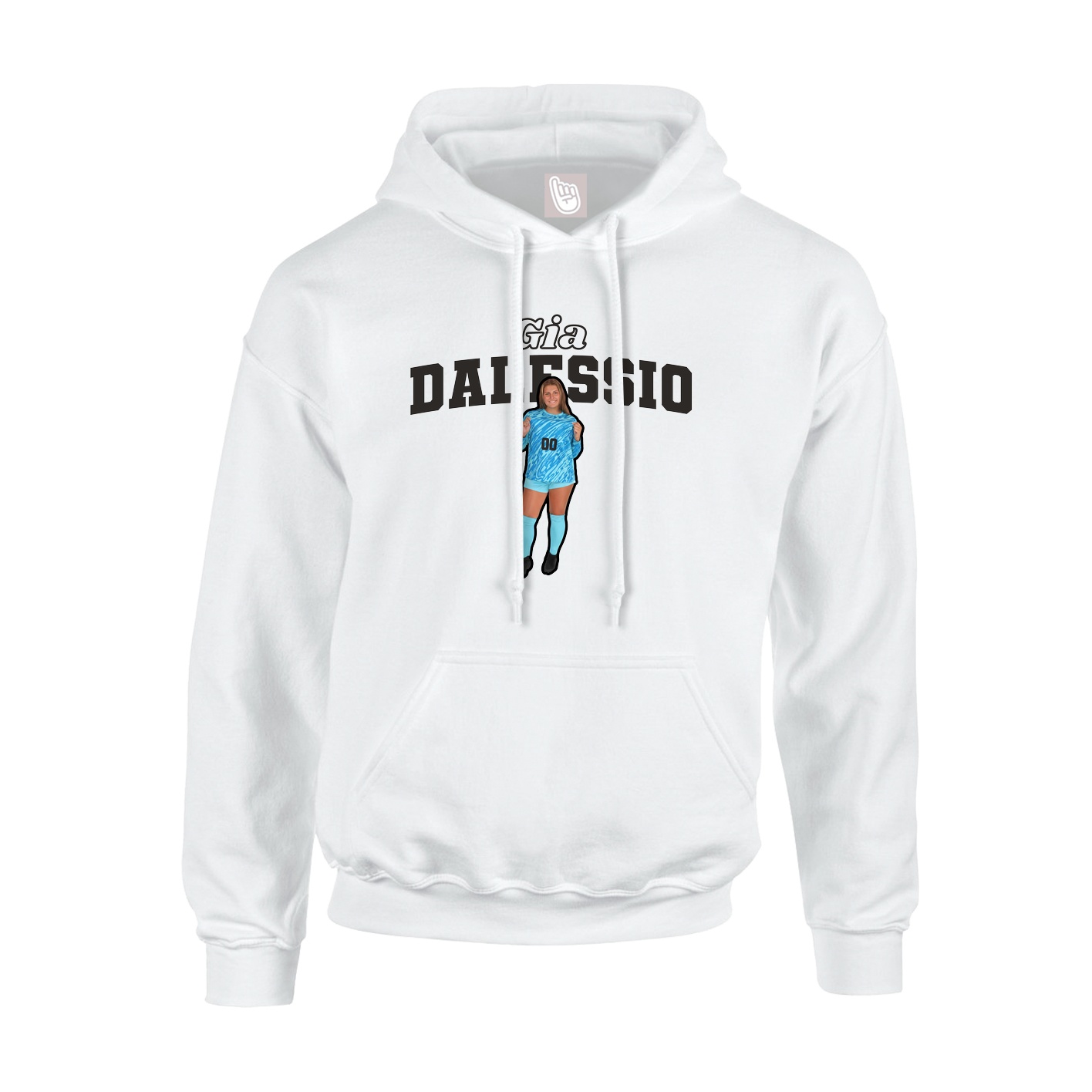 Youth Hoodie — Name Arch in White