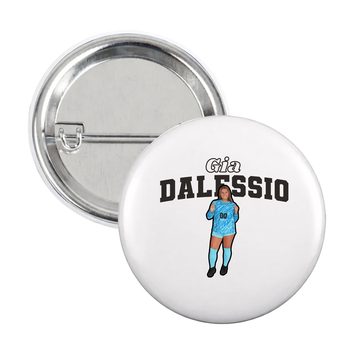 Game Day Button — Name Arch in White