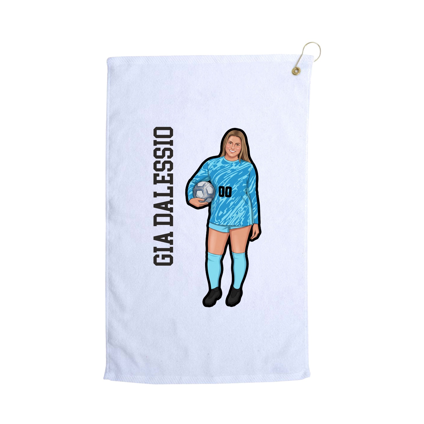 Golf Towel — Name Vertical in White