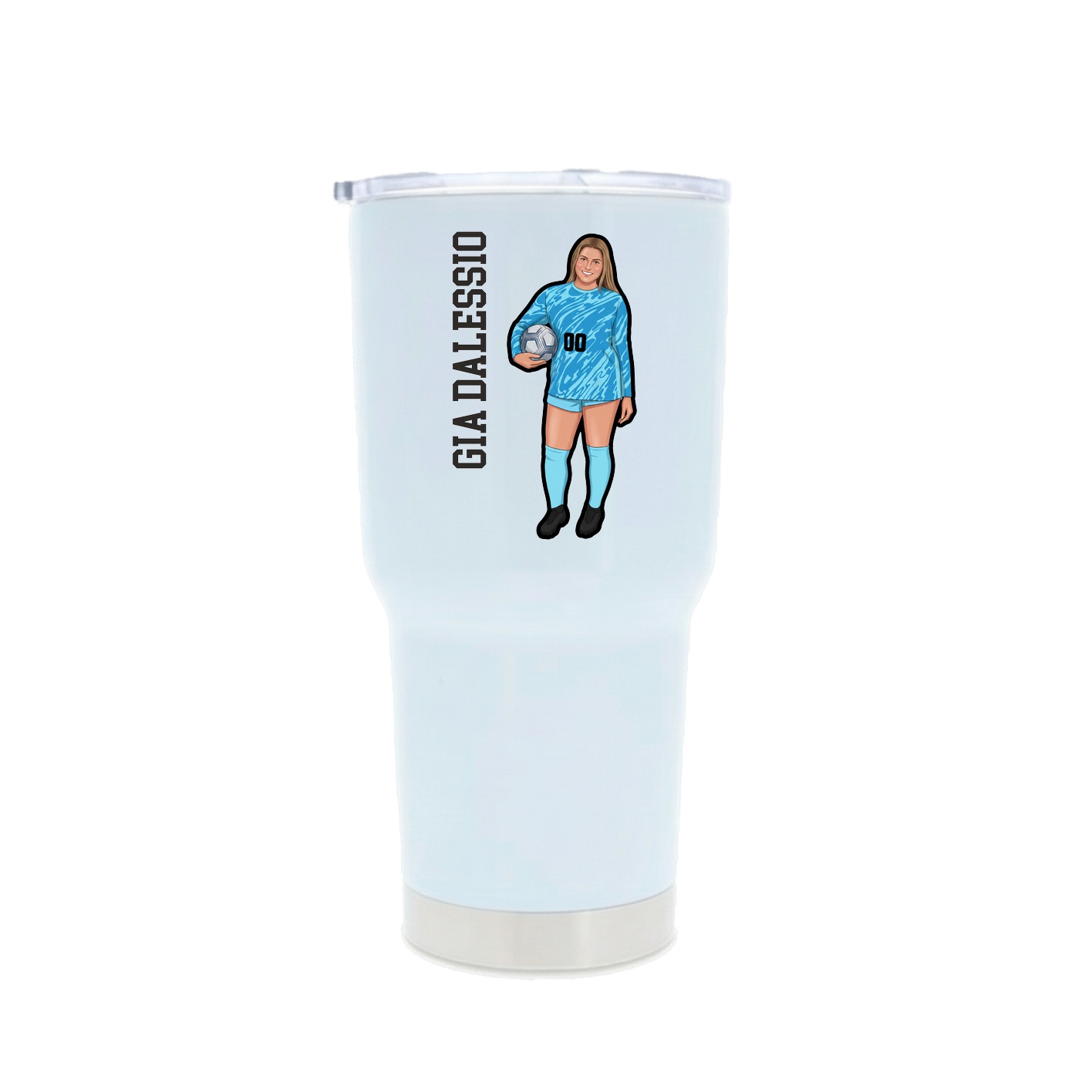 30oz Stainless Steel Tumbler — Name Vertical in White