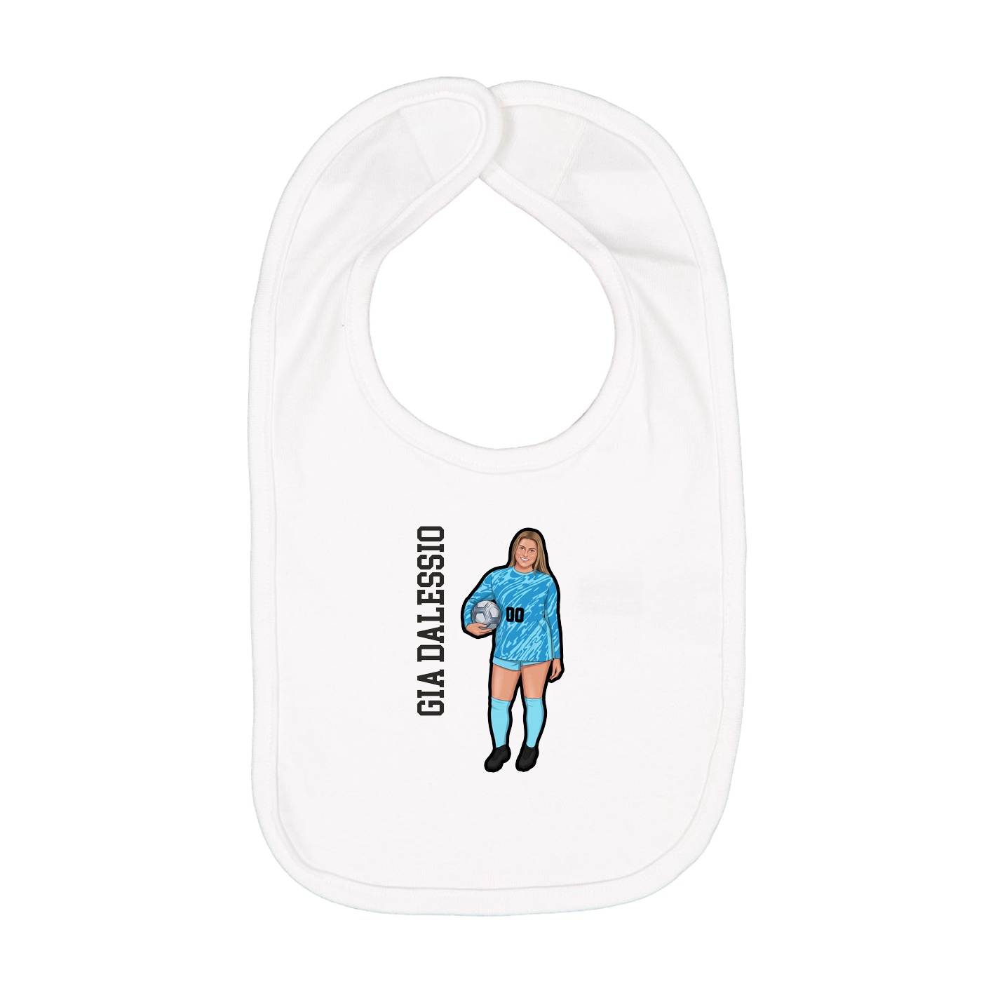 Infant Bib — Name Vertical in White