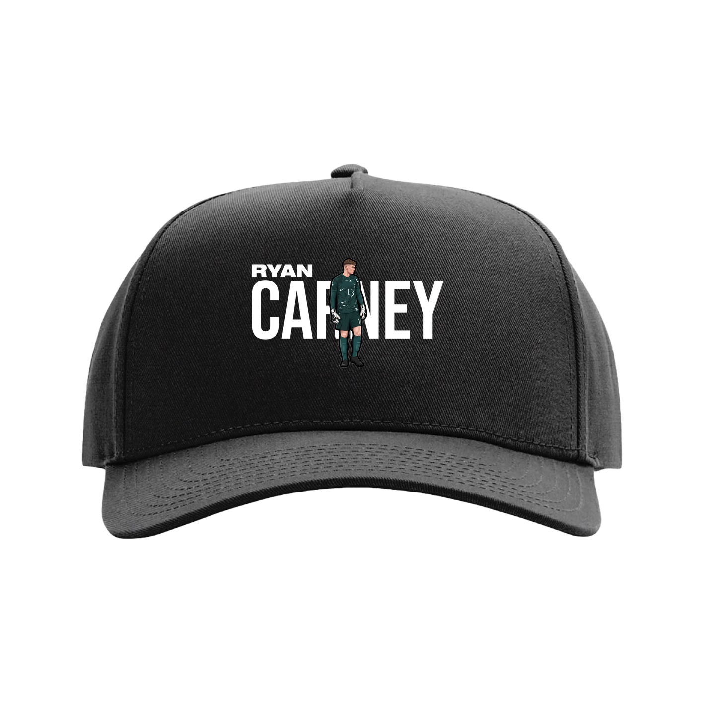 Full Fabric Five-Panel Champ Cap — Player Name in Black
