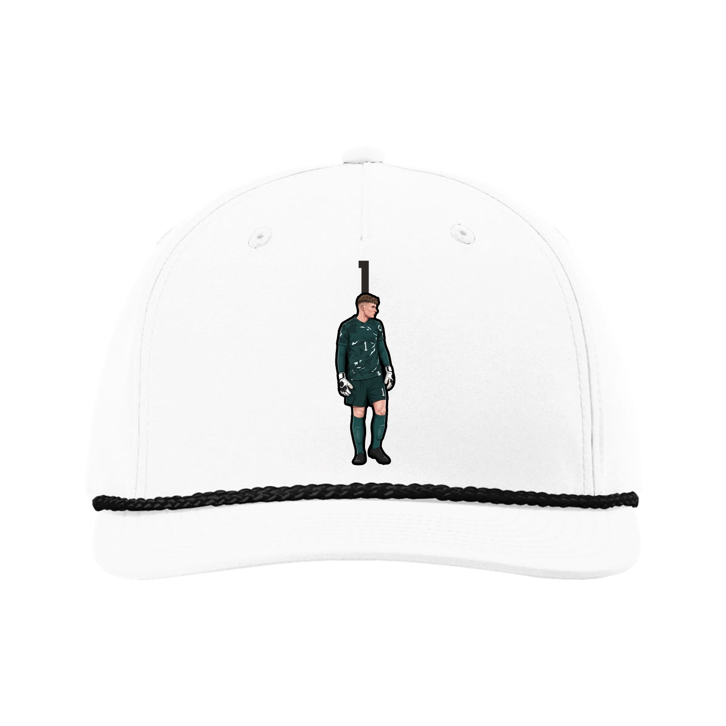 Five-Panel Classic Rope Cap — Number Top in White
