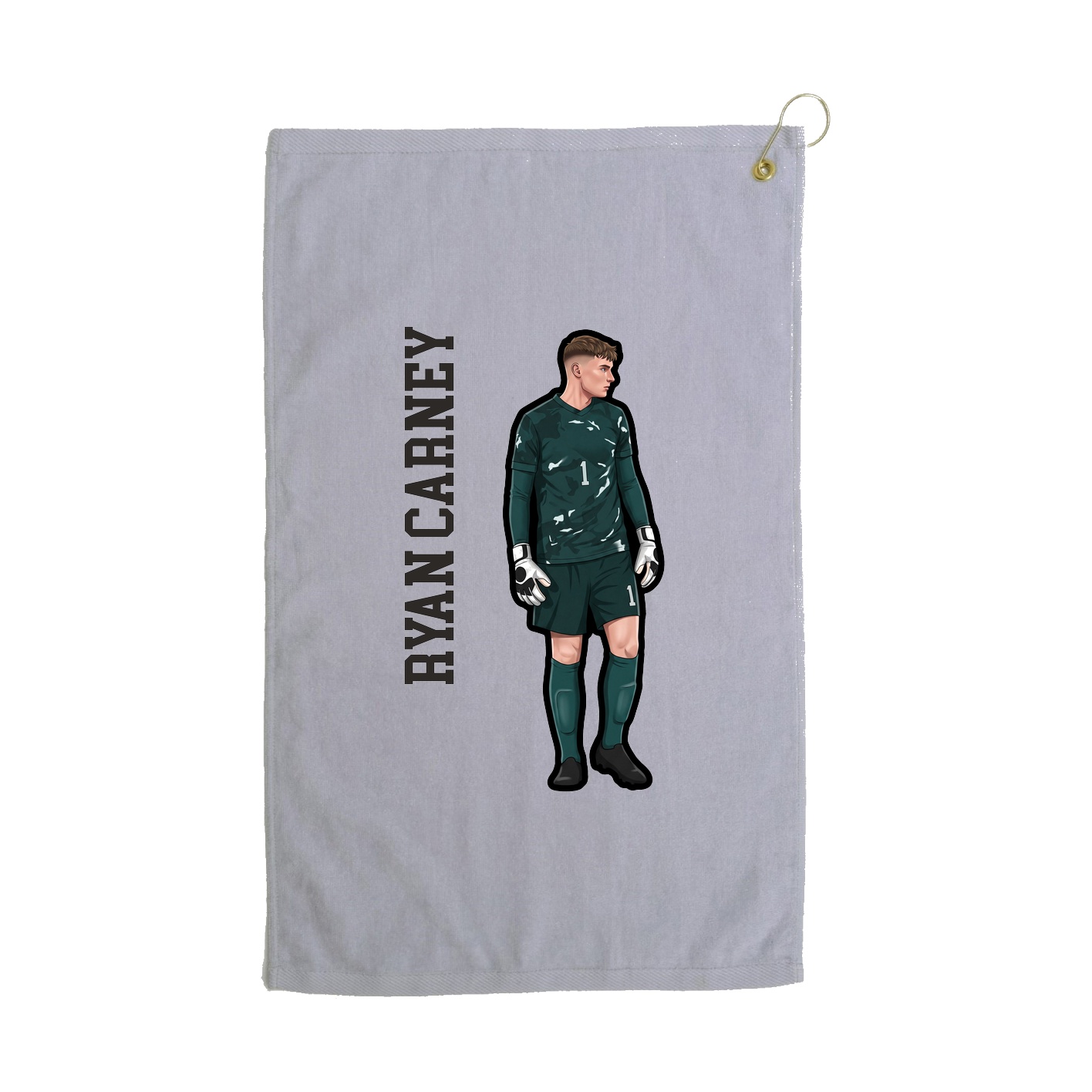 Golf Towel — Name Vertical in Grey