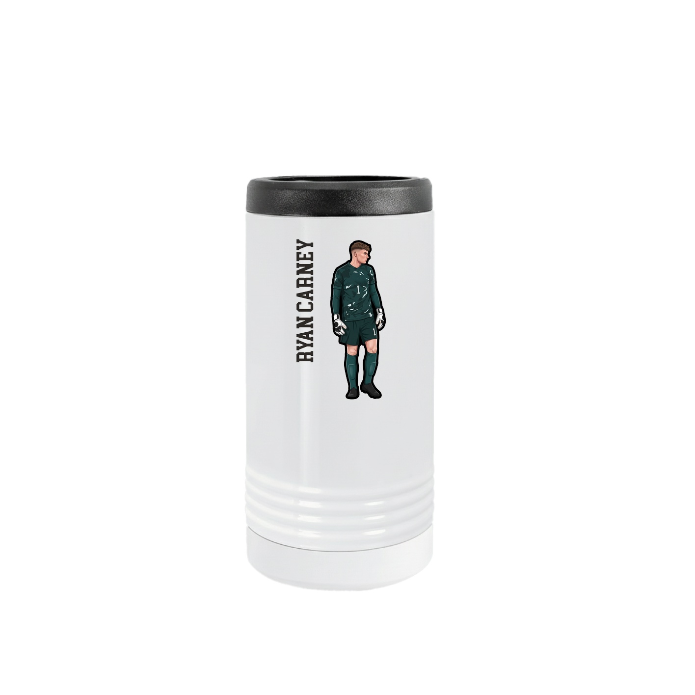 Slim Beverage Holder — Name Vertical in White