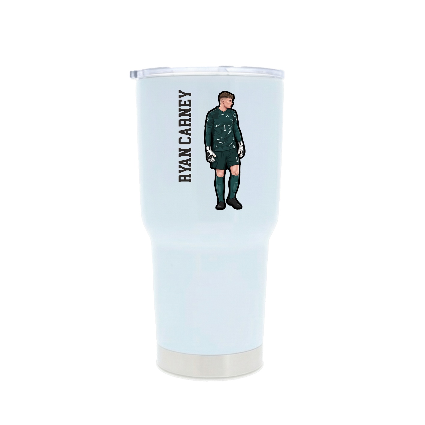 30oz Stainless Steel Tumbler — Name Vertical in White