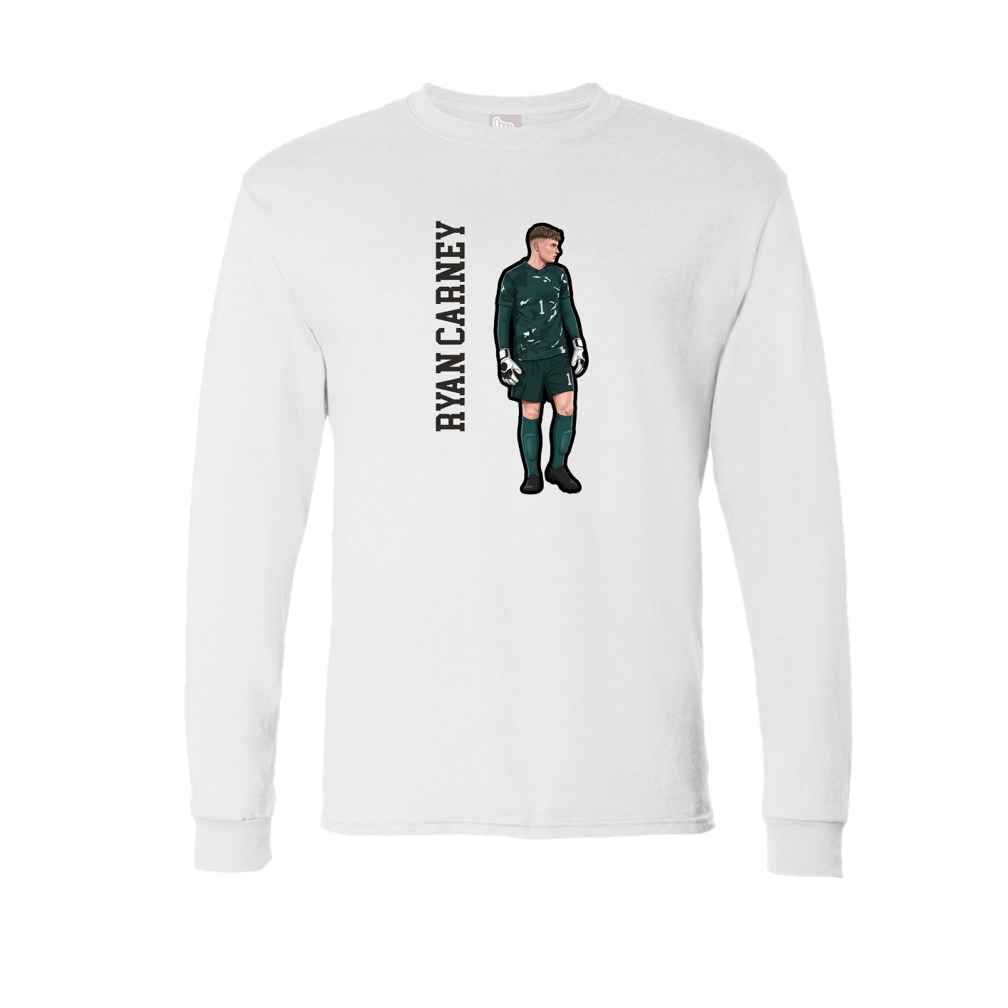 Long Sleeve Tee — Name Vertical in White