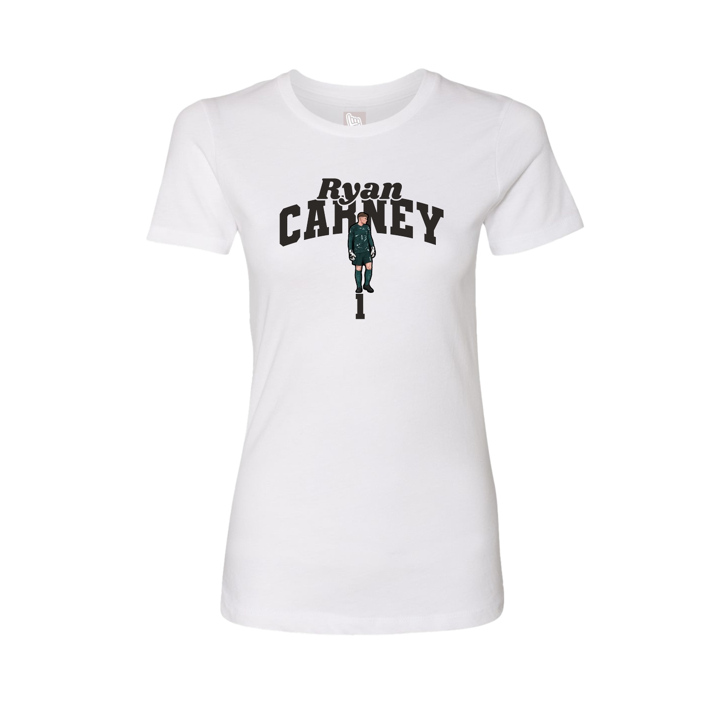 Fitted Women's Tee — Signature Arch in White
