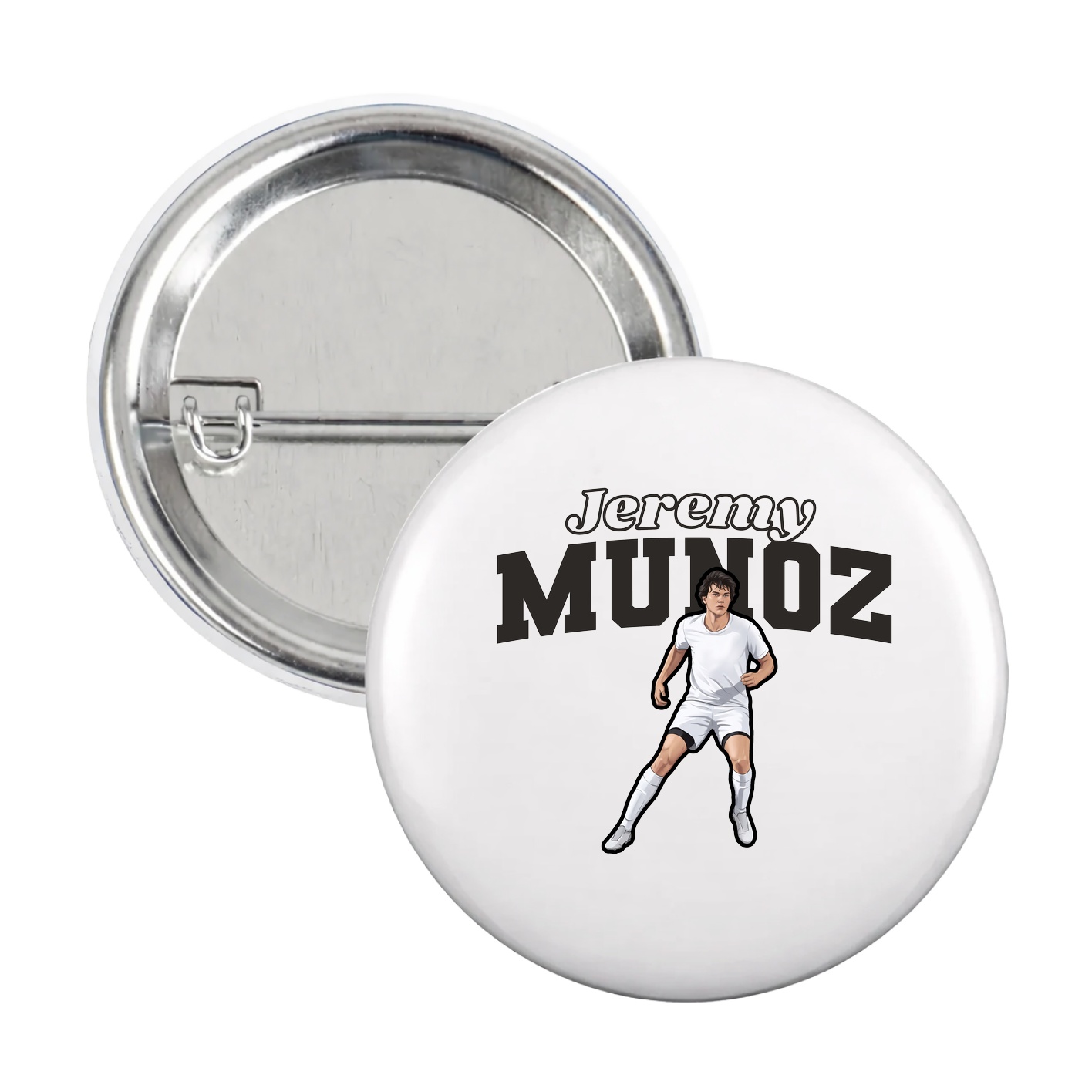 Game Day Button — Name Arch in White