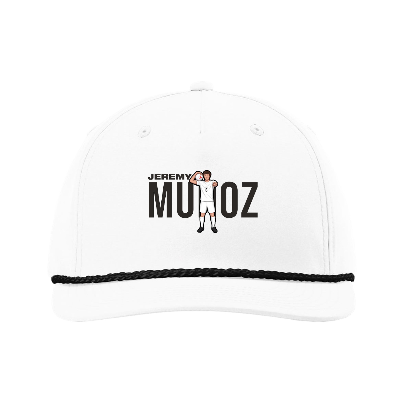 Five-Panel Classic Rope Cap — Player Name in White