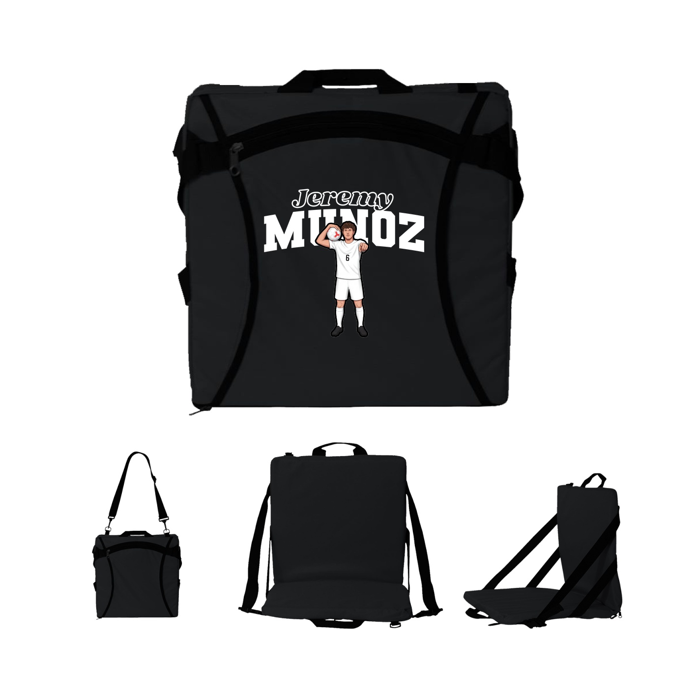 Folding Stadium Seat — Name Arch in Black
