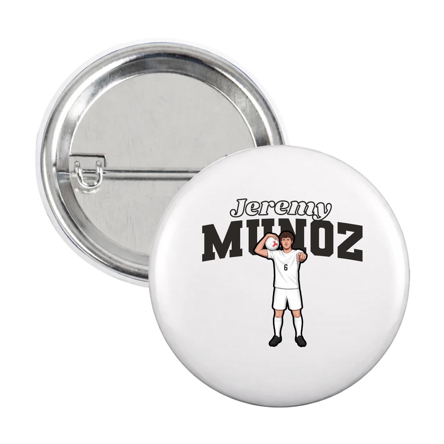 Game Day Button — Name Arch in White
