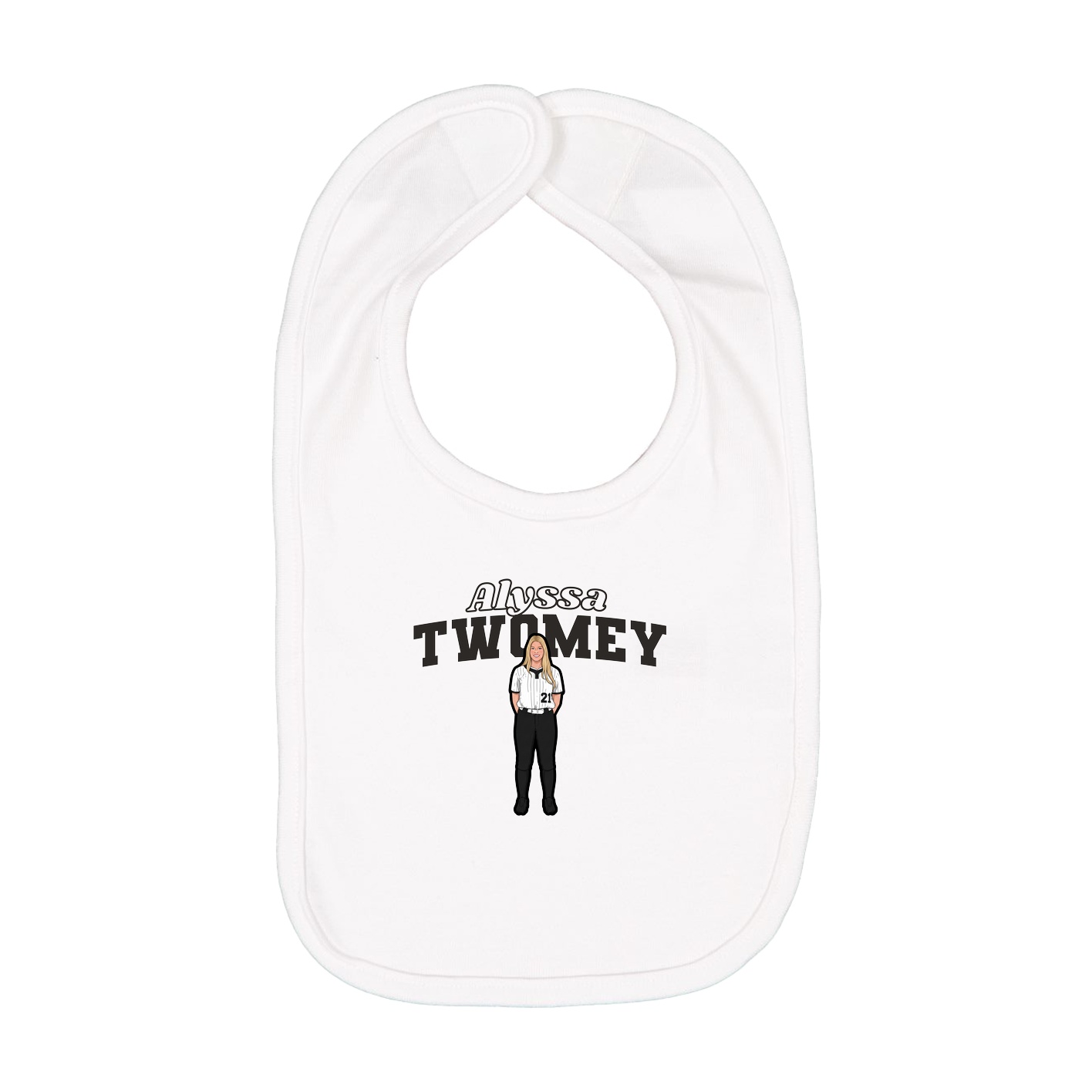 Infant Bib — Name Arch in White