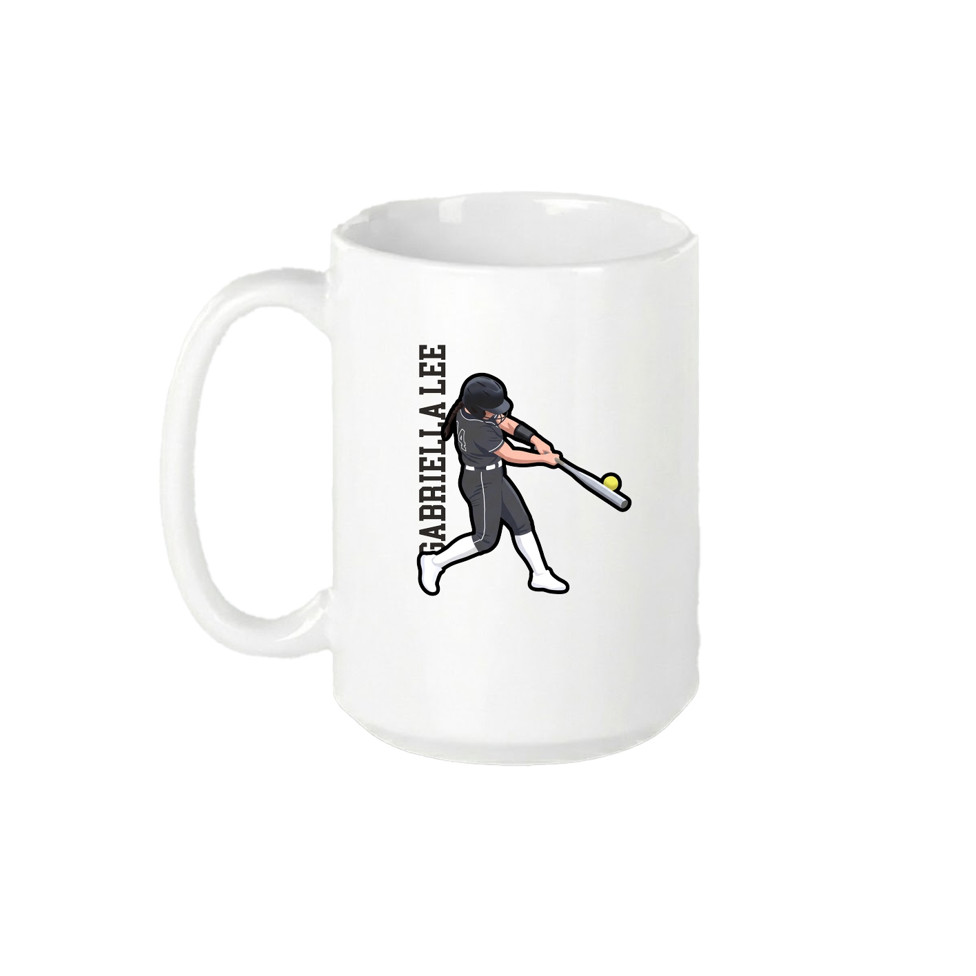 15oz Coffee Mug — Name Vertical in White