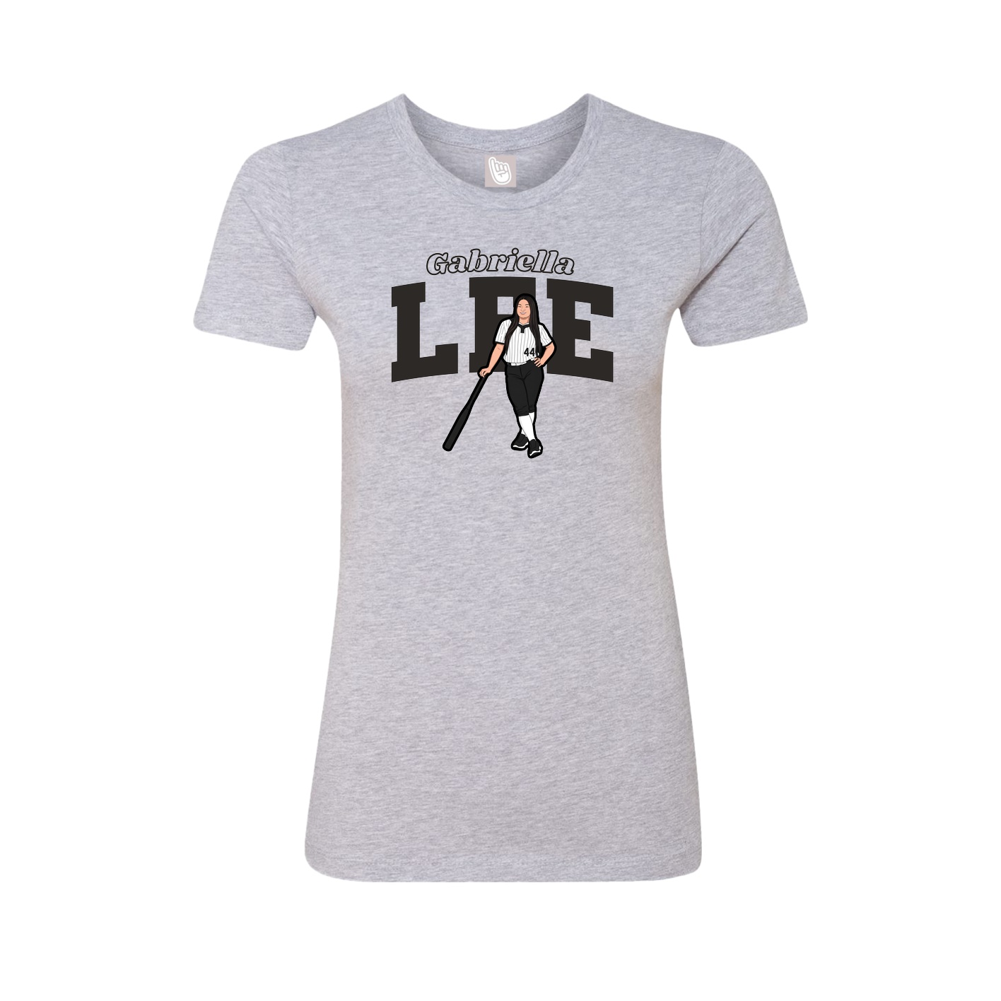 Fitted Women's Tee — Name Arch in Grey