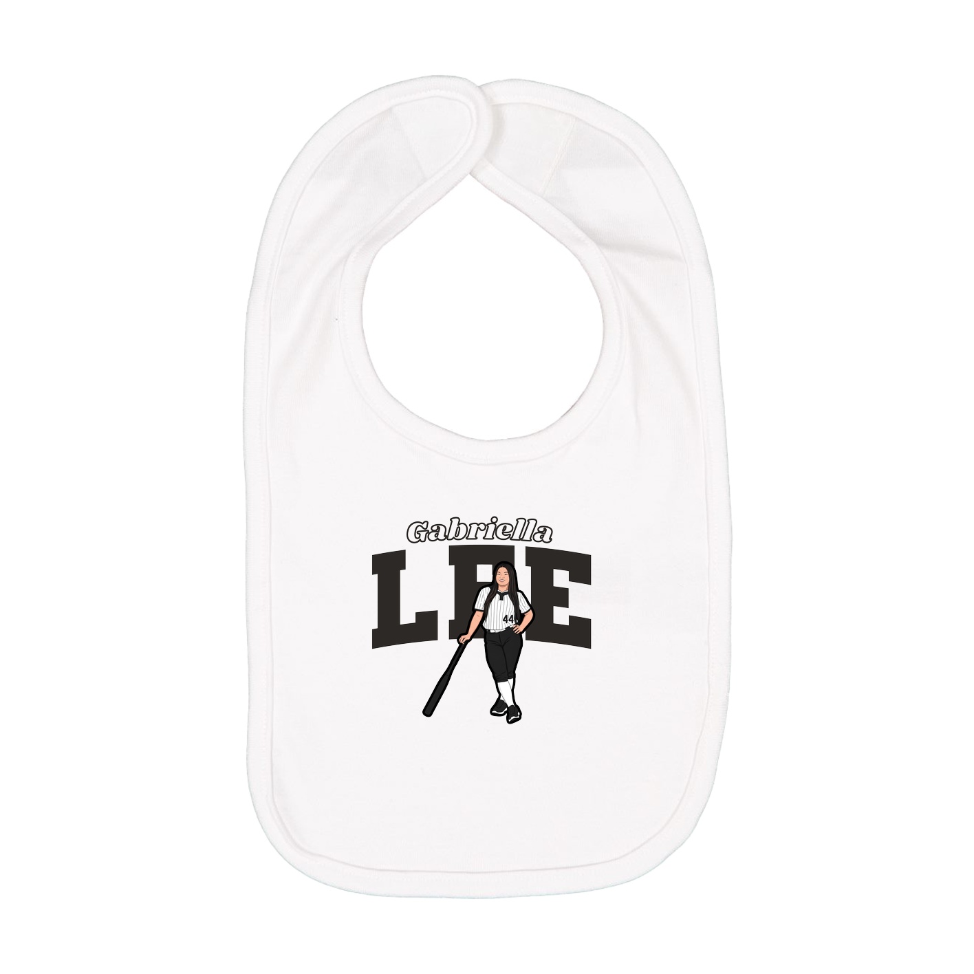 Infant Bib — Name Arch in White