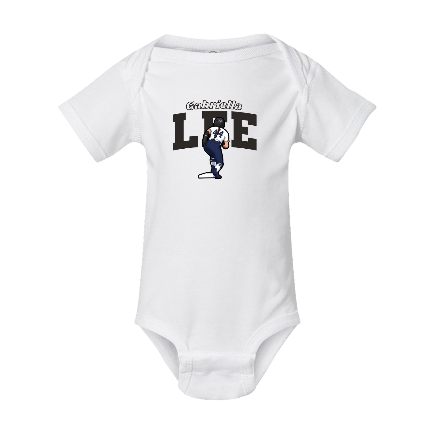 Baby Onesie — Name Arch in White